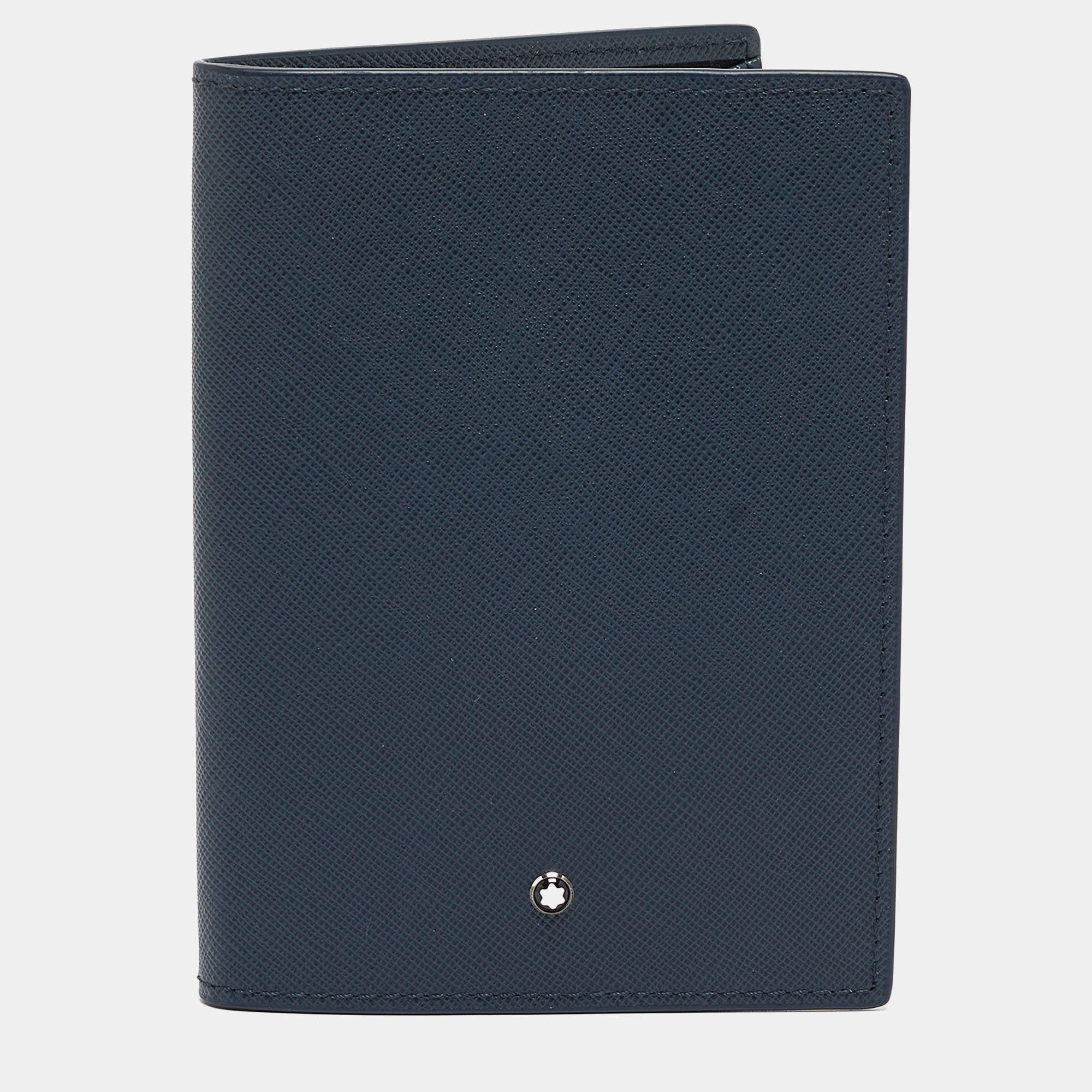 Pre Owned Montblanc Navy Blue Leather Sartorial Passport Holder
