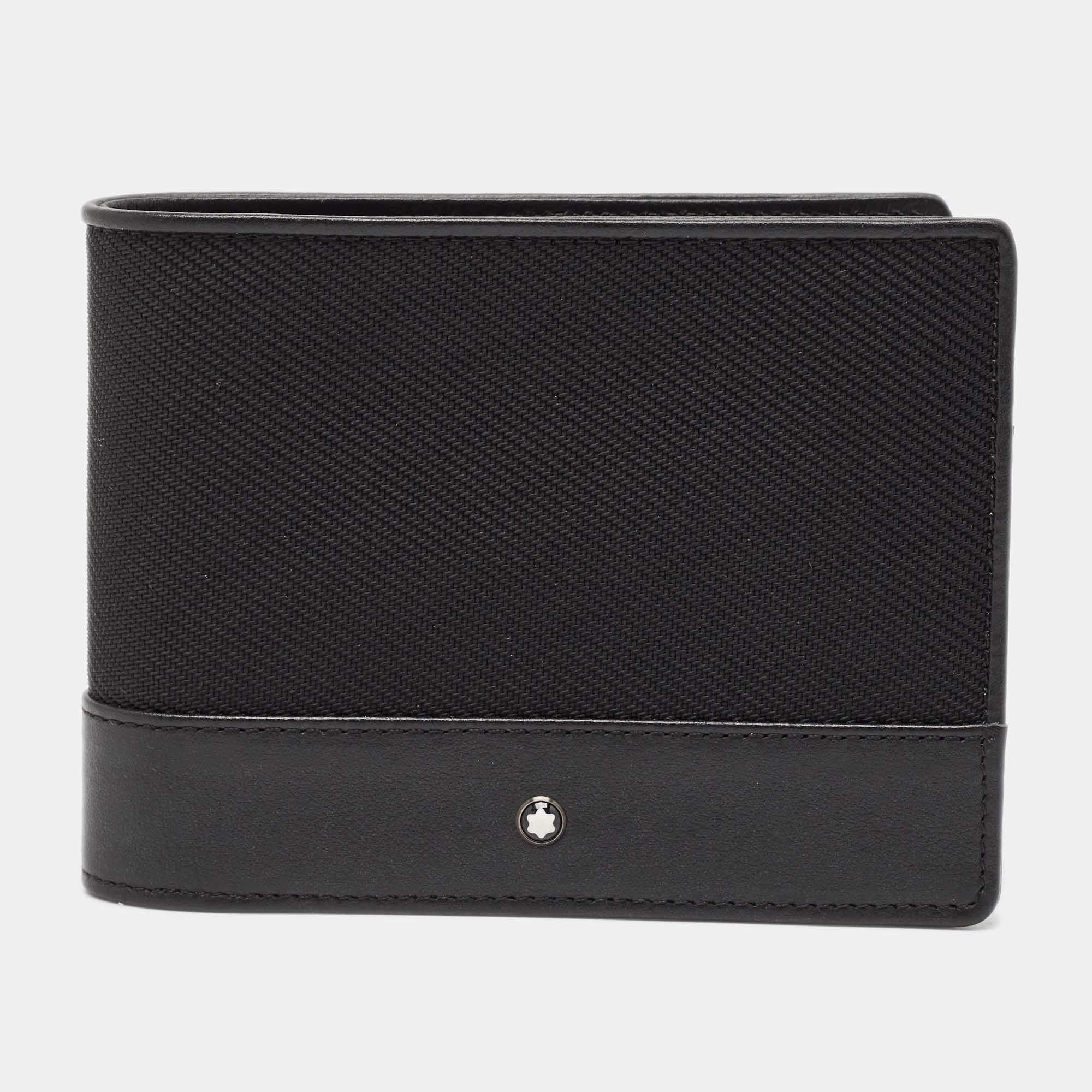 Montblanc Black Nylon and Leather Nightflight Bifold Wallet
