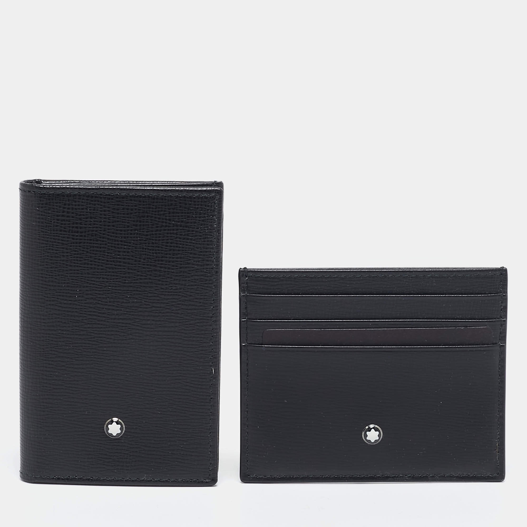 Montblanc Black Leather Meisterstuck Business Card Holder Set of 2