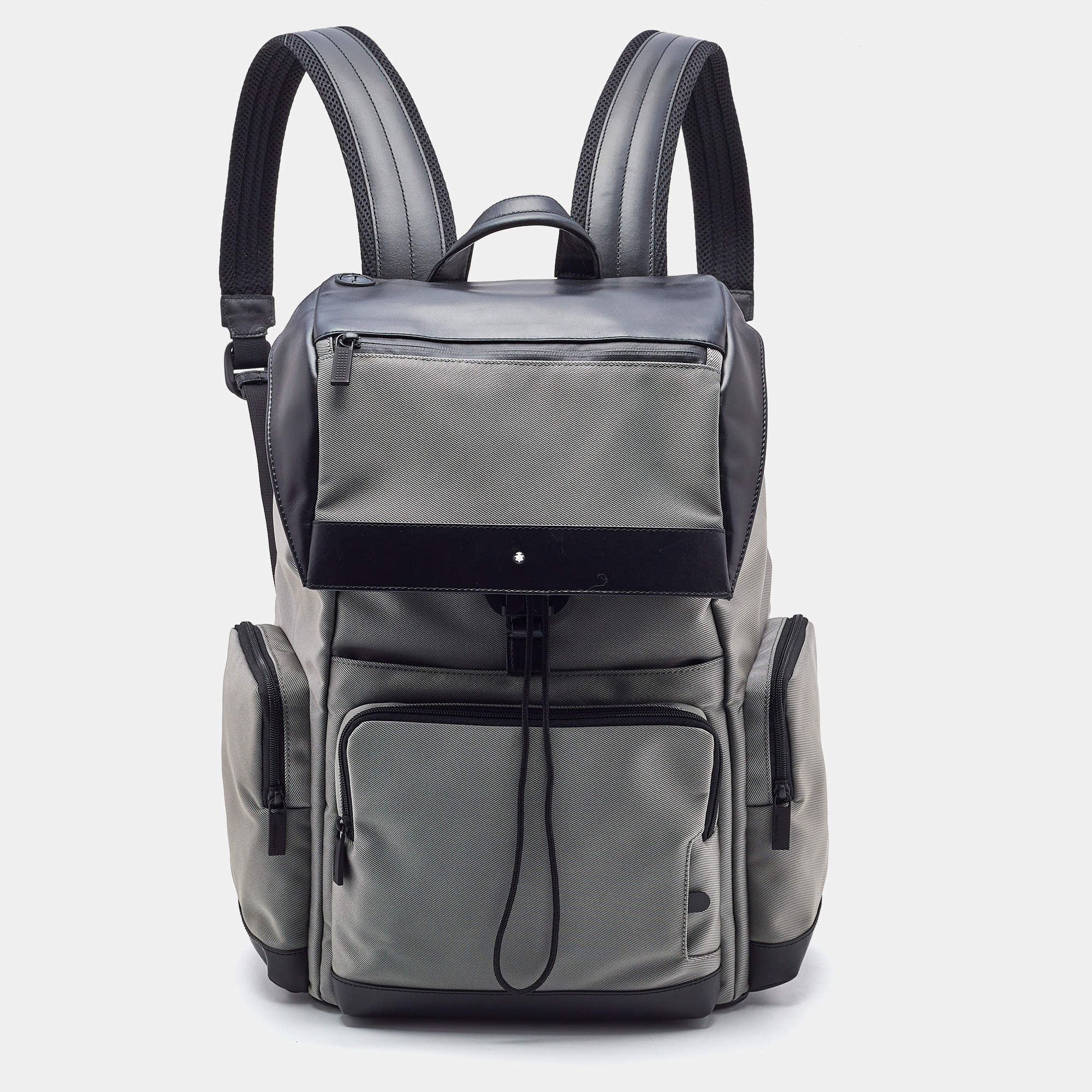 Montblanc Grey/Black Nylon and Leather Large Nightflight Backpack
