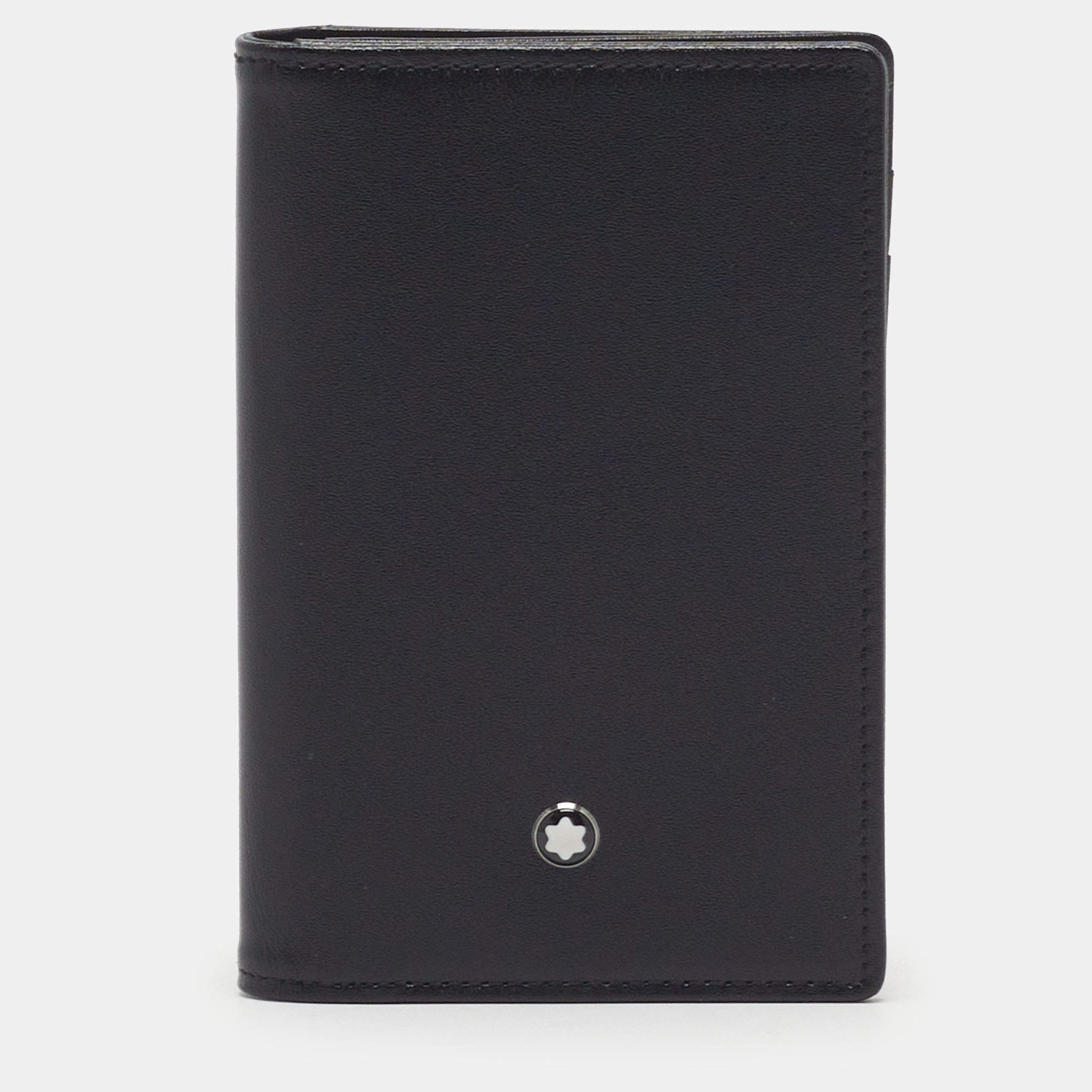 Pre Owned Montblanc Meisterstuck Black Leather Business Card Holder