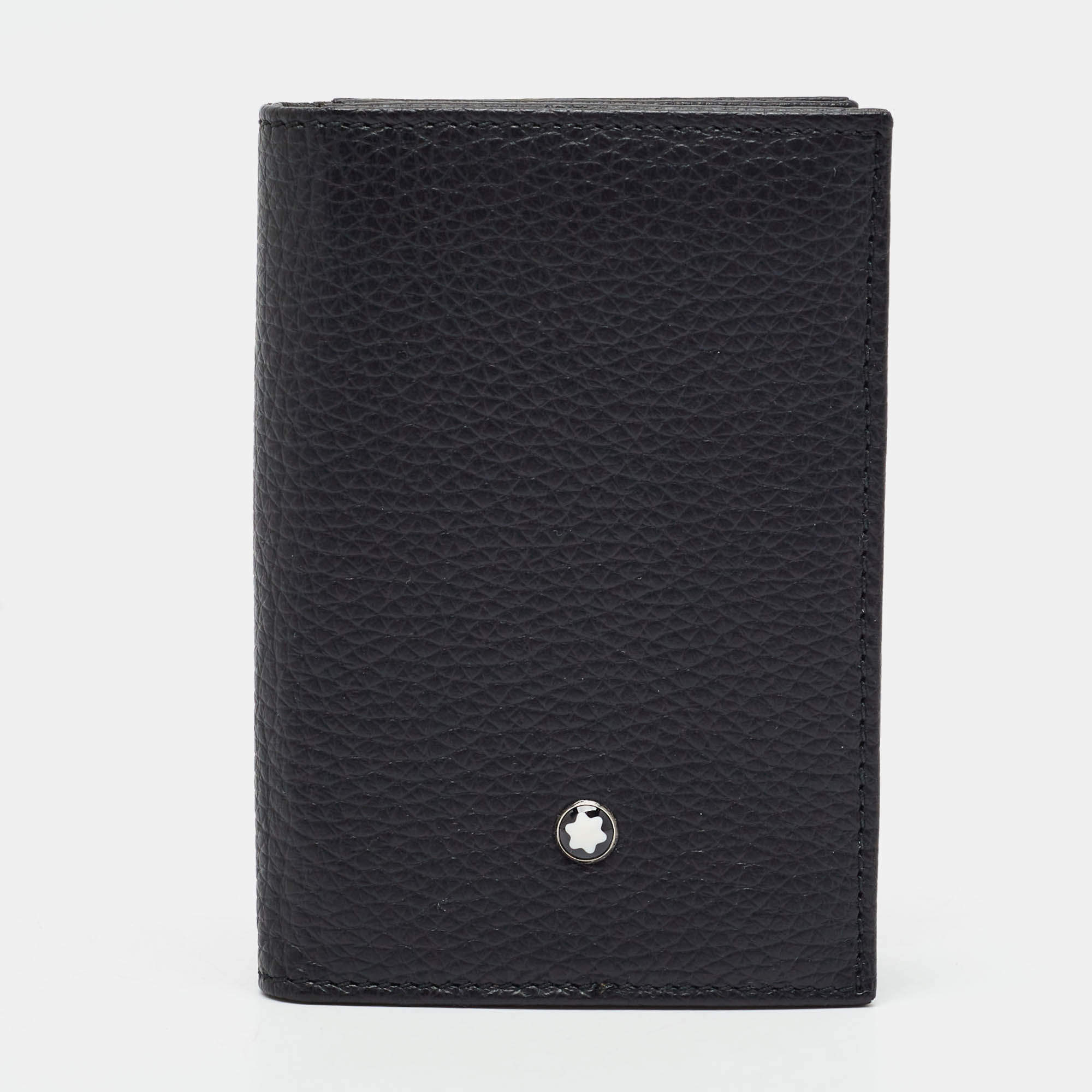 Pre Owned Montblanc Meisterstuck Black Leather Bifold Card Holder