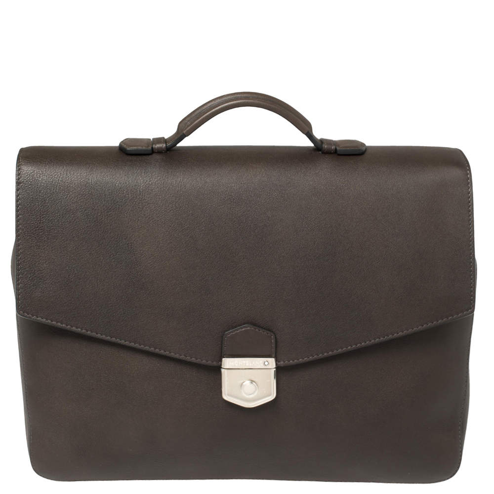 Montblanc Dark Brown Leather Meisterstuck Sfumato Briefcase