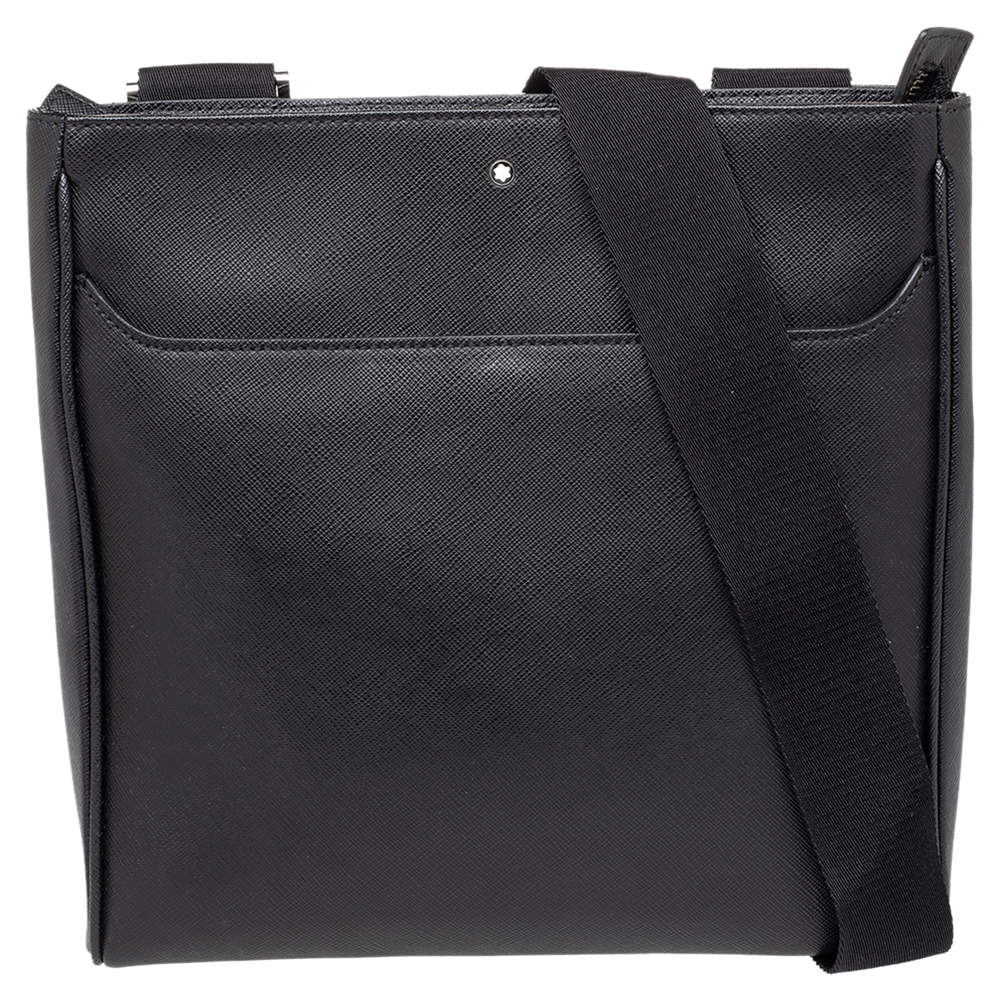 Montblanc Black Leather Medium Sartorial Envelope Messenger Bag