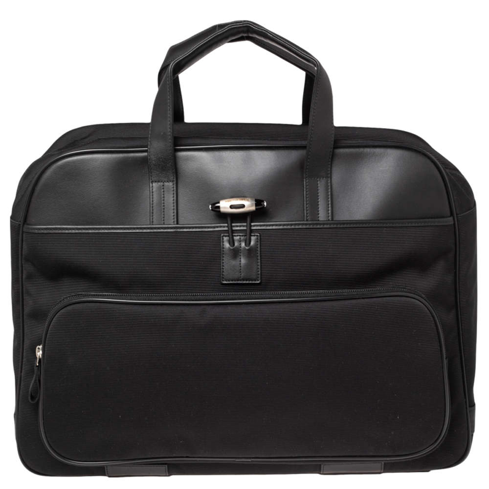 Pre Owned Montblanc Black Nylon and Leather Nightflight Holdall Briefcase