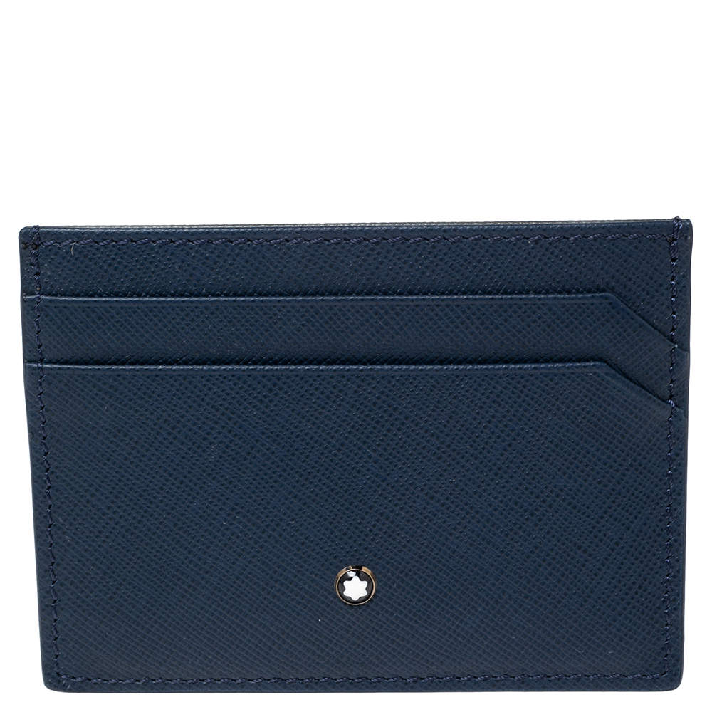 Pre Owned Montblanc Navy Blue Leather Sartorial Pocket 5 CC