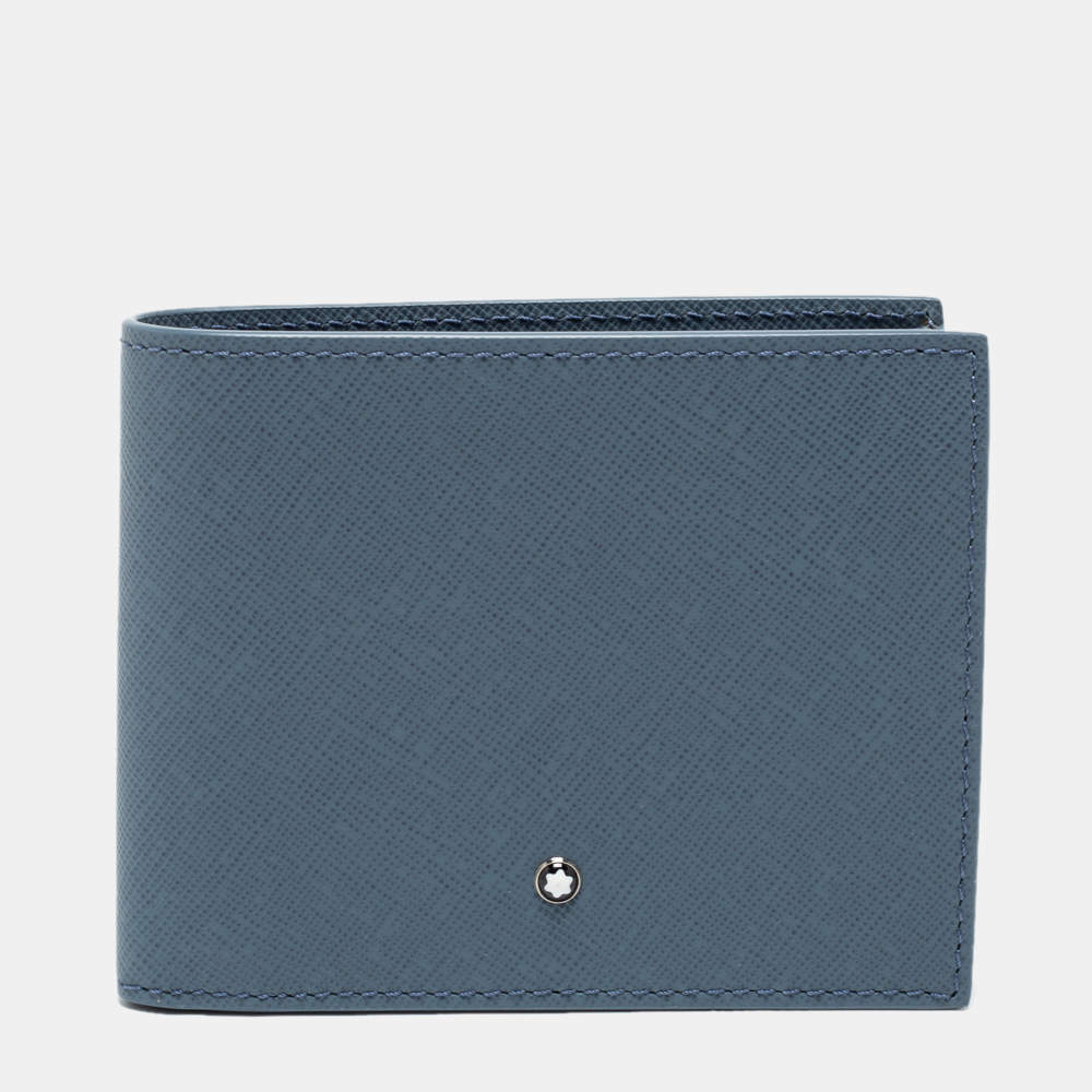 Pre Owned Montblanc Light Blue Leather Sartorial Bi-fold Wallet