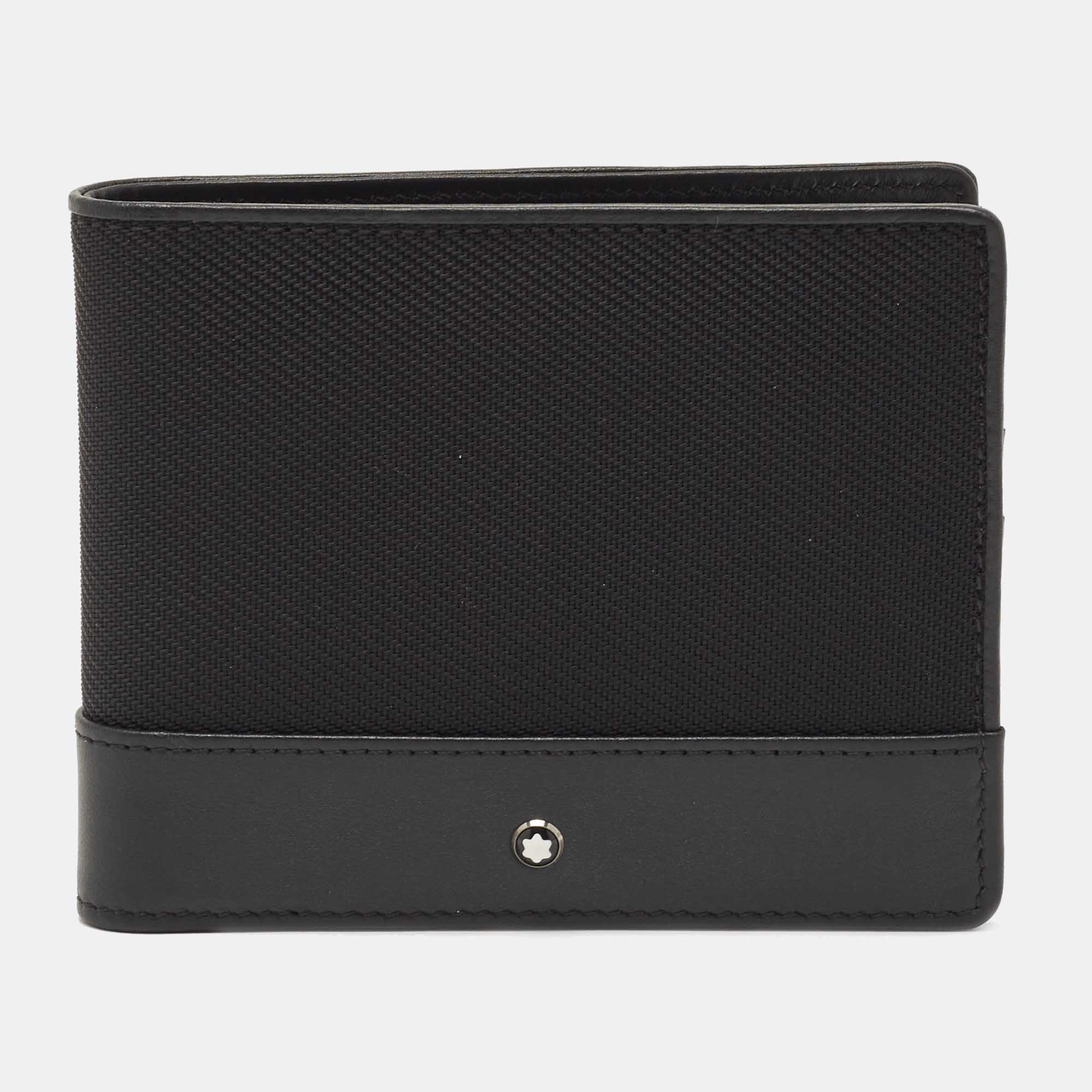 مملوكة مسبقًا Montblanc Black Canvas and Leather Meisterstück Bifold Wallet