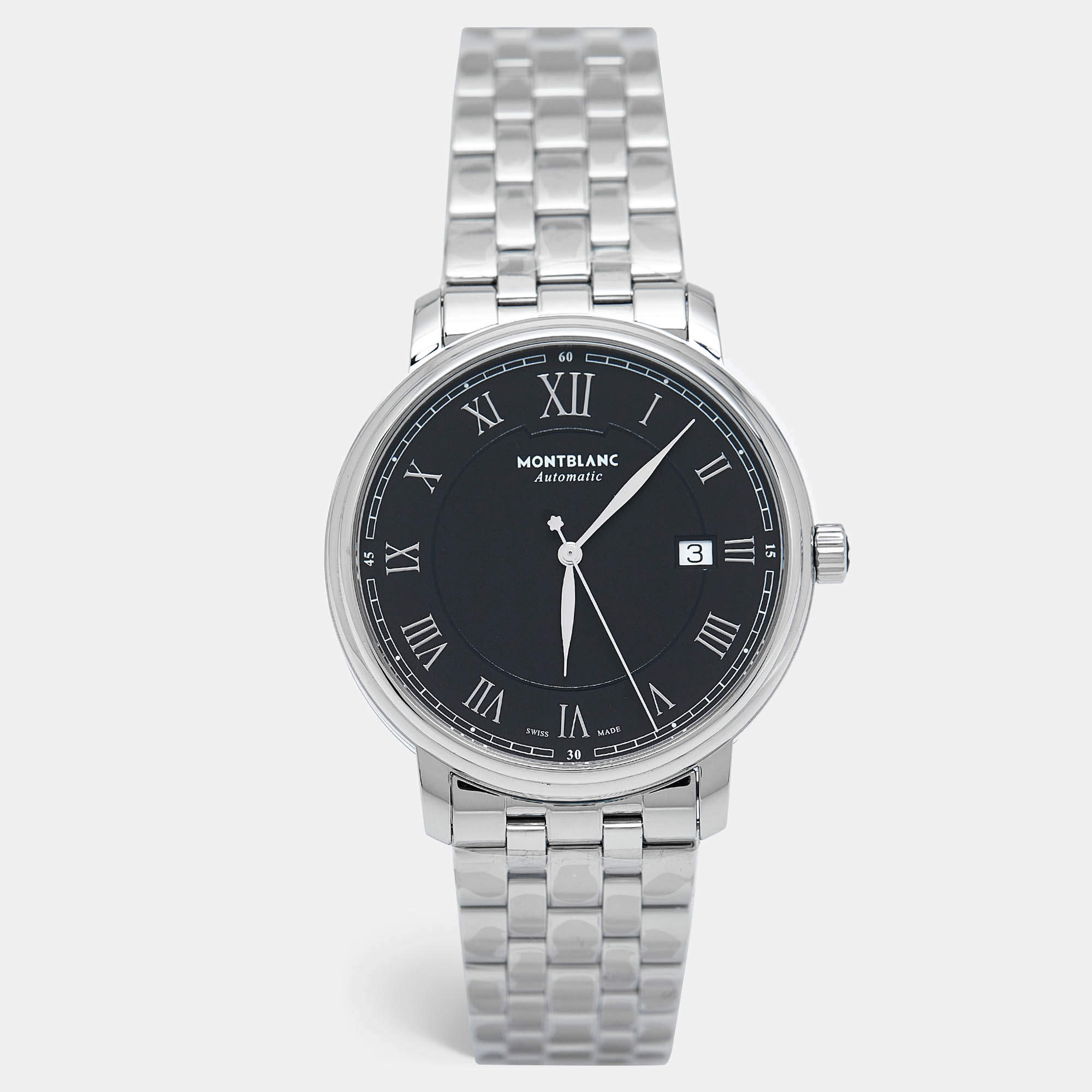 Montblanc Black Stainless Steel Tradition 116483 Men's Wristwatch 40 mm
