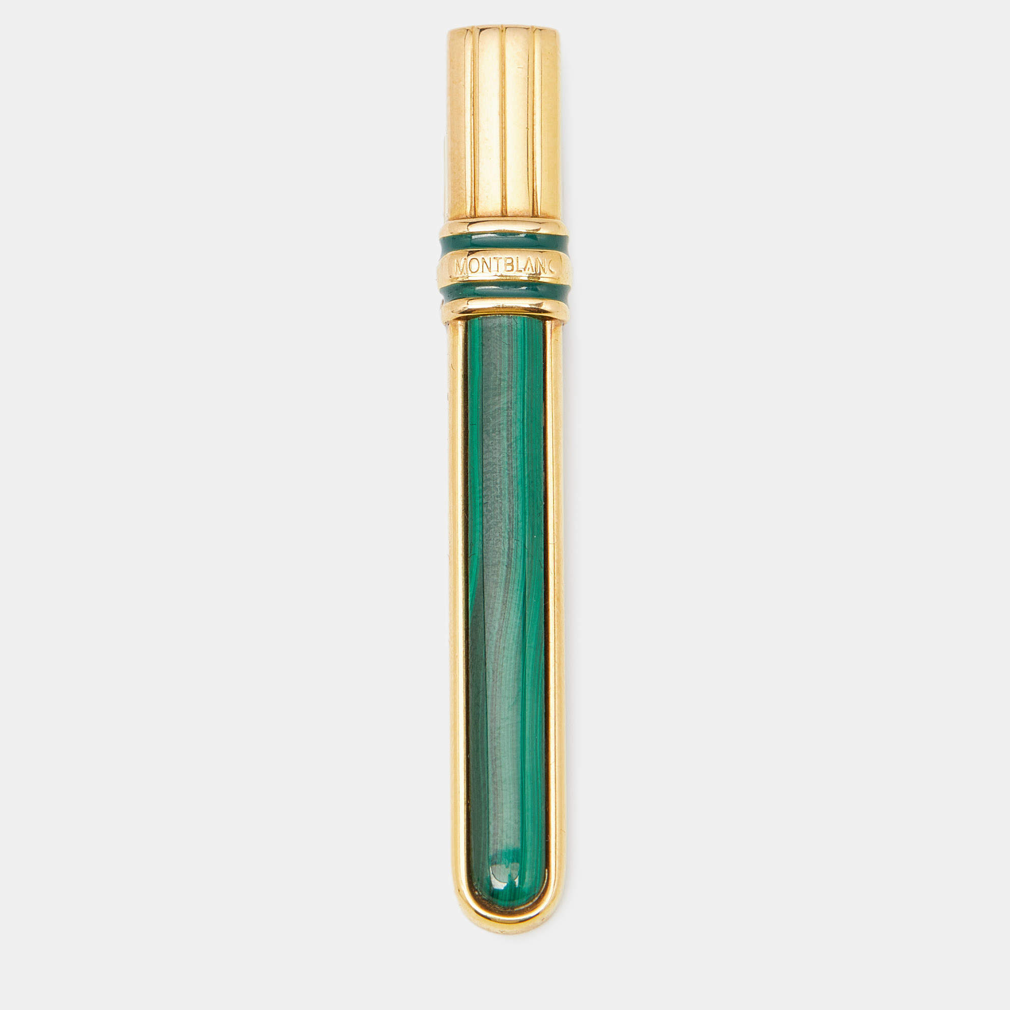 Montblanc Malachite Enamel Gold Tone Sterling Silver Tie Pin