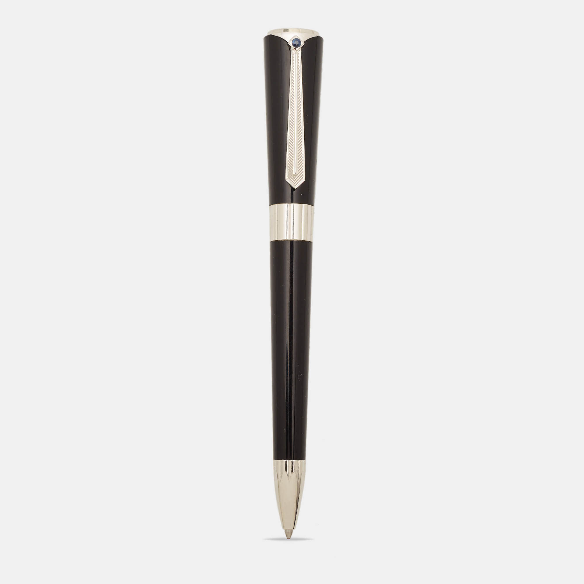 Pre Owned Montblanc Marlene Dietrich Resin SIlver Tone Mother of Pearl Sapphire Ballpoint Pen