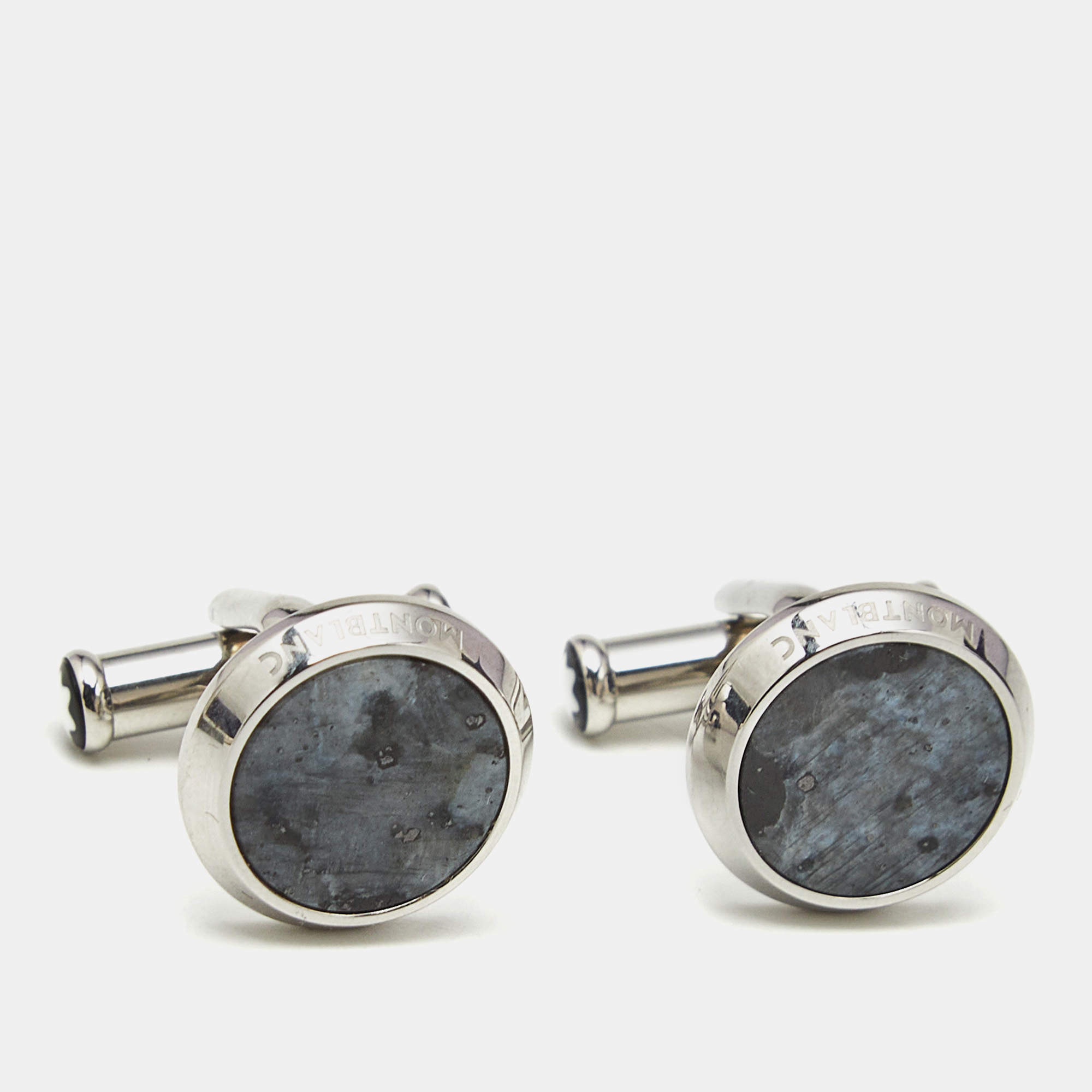 Pre Owned Montblanc Granite Stainless Steel Cufflinks