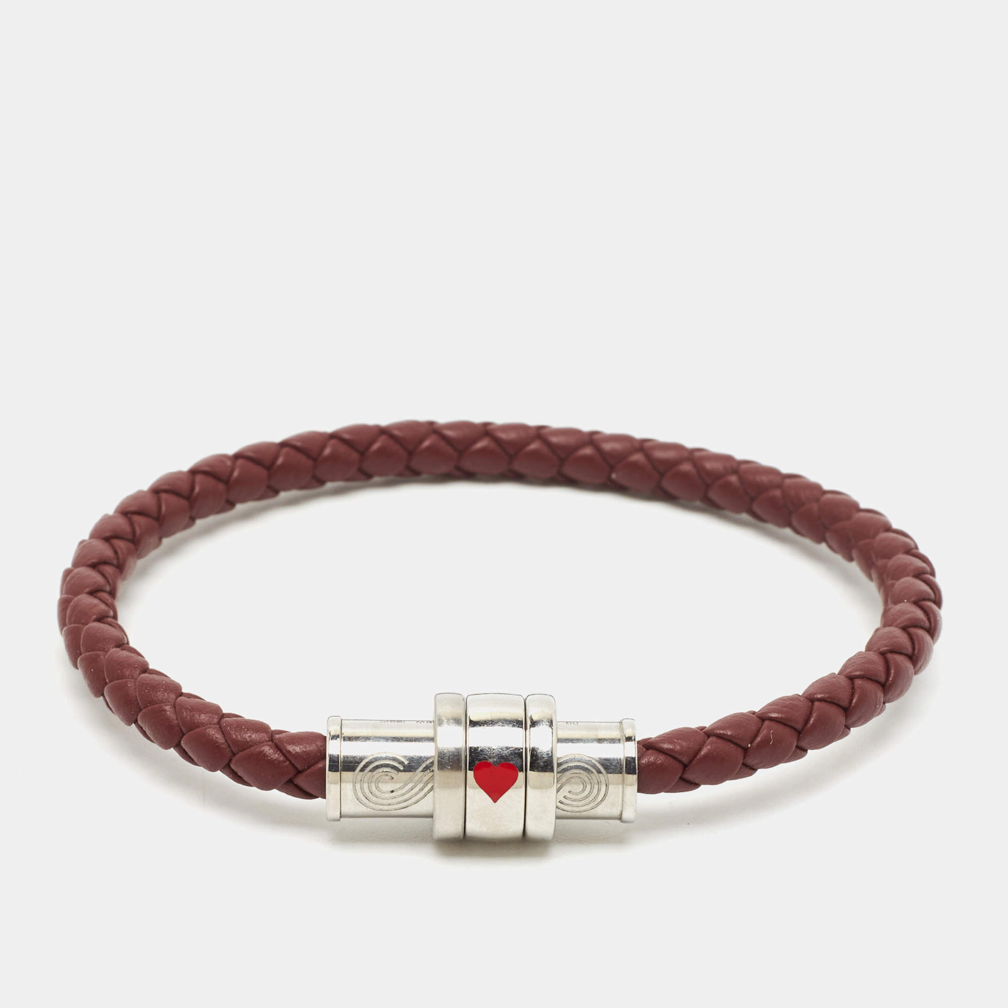 Pre Owned Montblanc Meisterstück Around The World In 80 Days Woven Leather Enamel Steel Bracelet