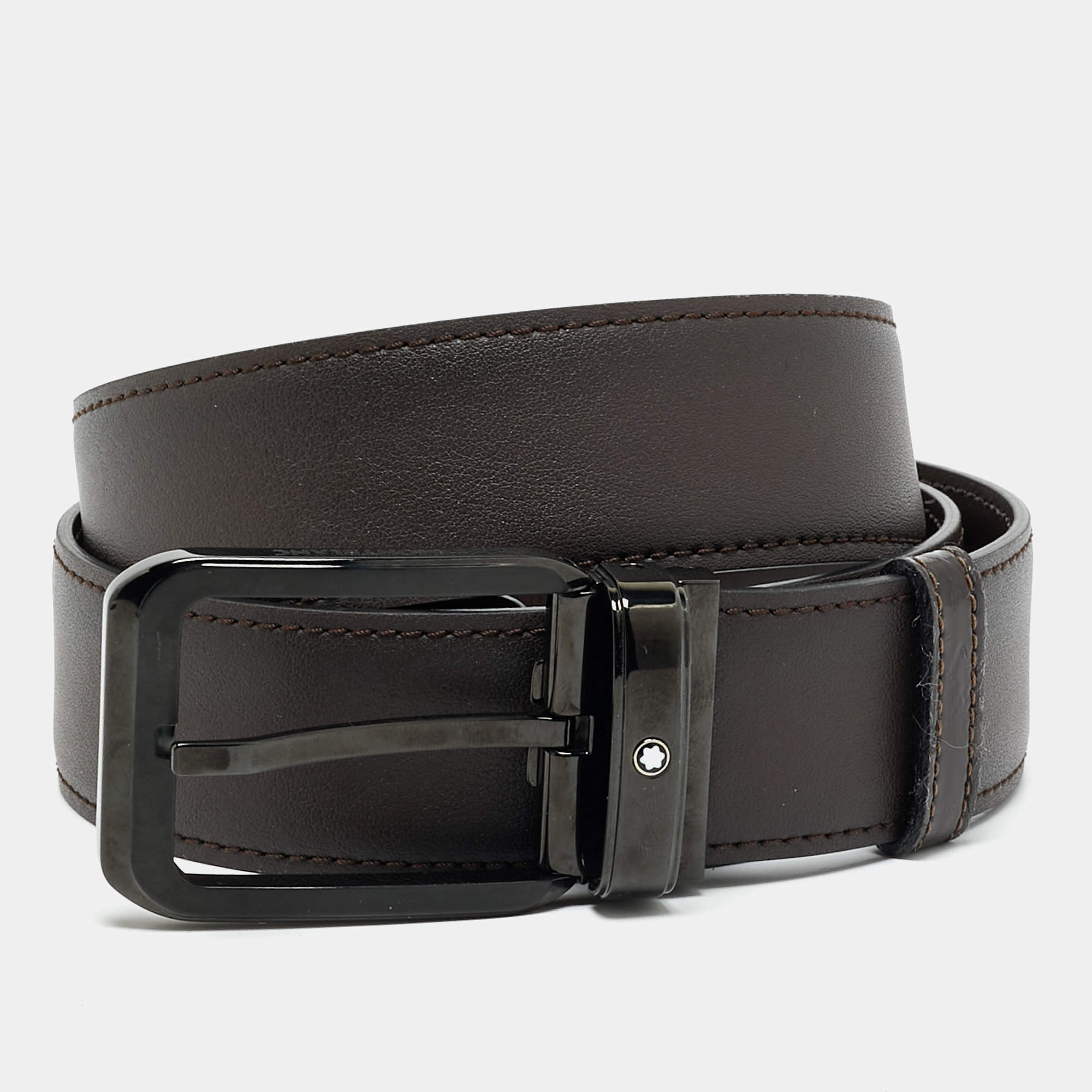 Pre Owned Montblanc Cut To Size Buckle Belt Brown Leather