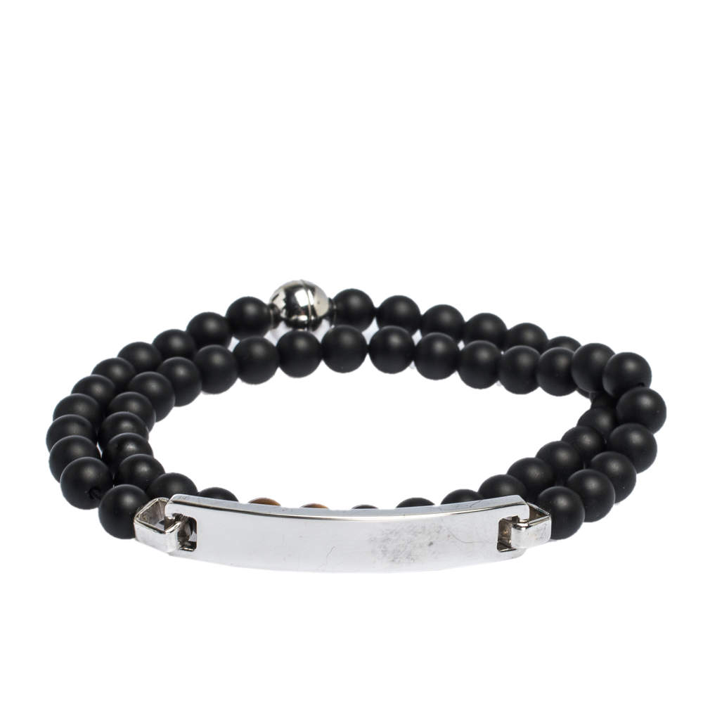 Montblanc Sterling Silver, Onyx and Tiger's Eye Beaded James Dean Bracelet