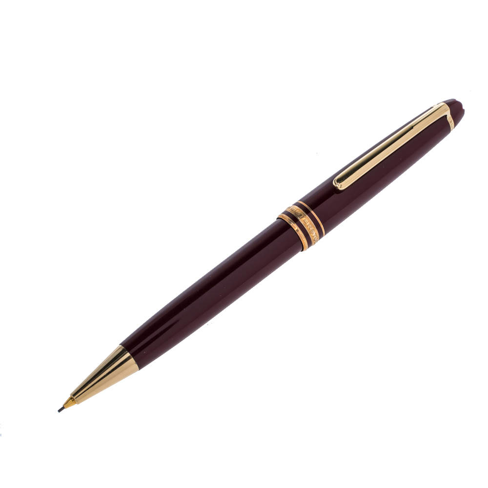 Pre Owned Montblanc Meisterstuck Burgundy Gold Tone Mechanical Pencil