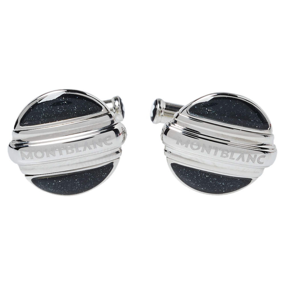 Pre Owned Montblanc Stainless Steel Lacquer Elegance Reversible Cufflinks