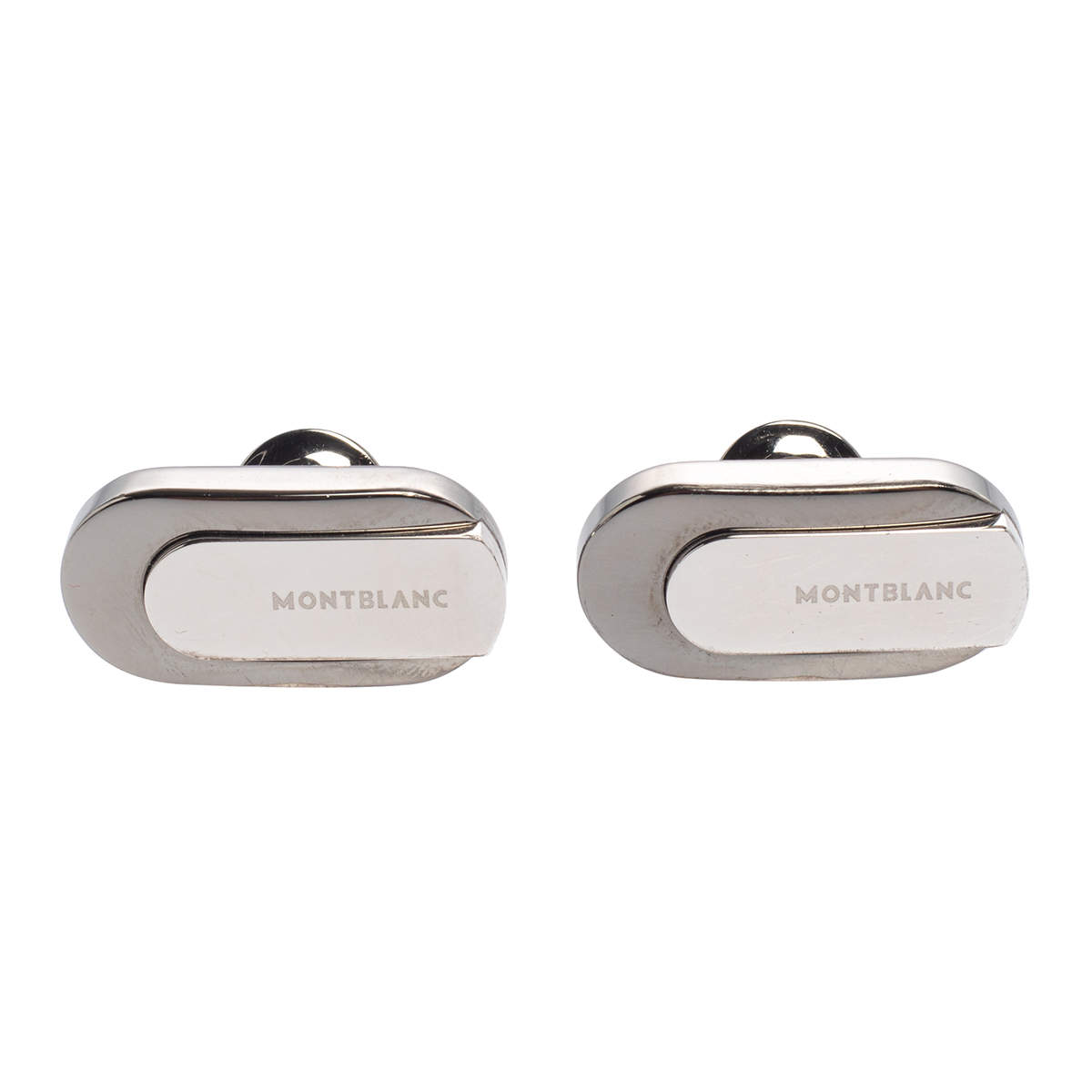 Pre Owned Montblanc Gunmetal Tone Sterling Silver Oval Cufflinks