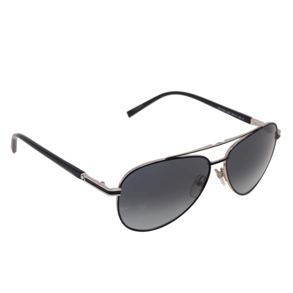 Montblanc Black Acetate MB702S Gradient Aviator Sunglasses 