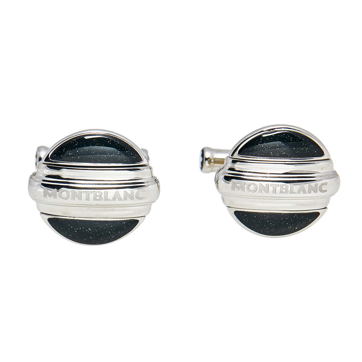 Pre Owned Montblanc Elegance Stainless Steel Reversible Lacquer Cufflinks