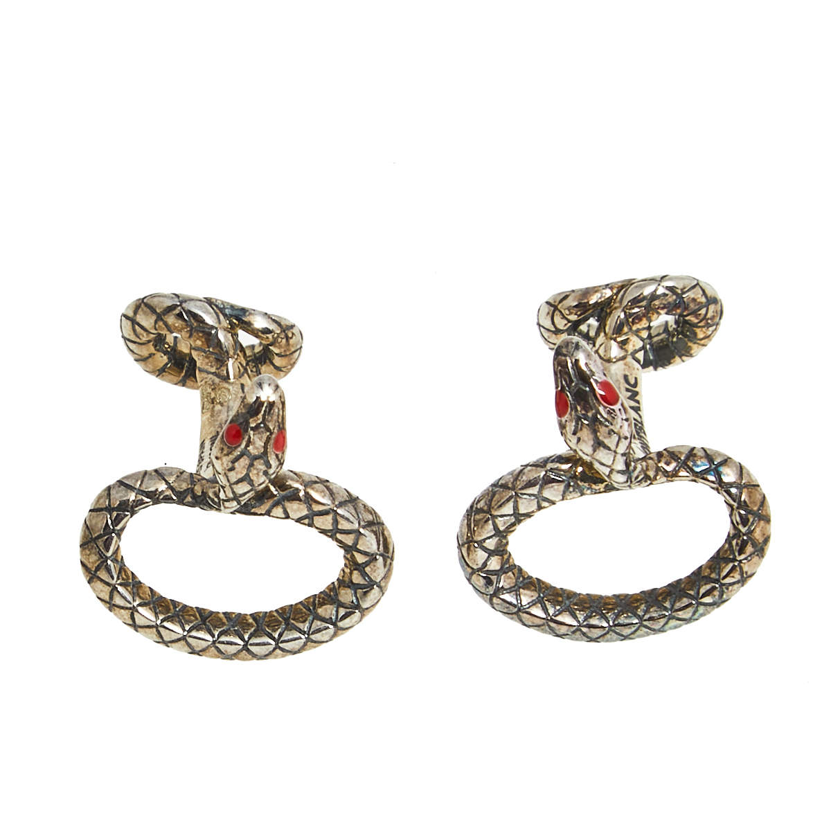 Pre Owned Montblanc Rouge et Noir Sterling Silver Serpenti Cufflinks