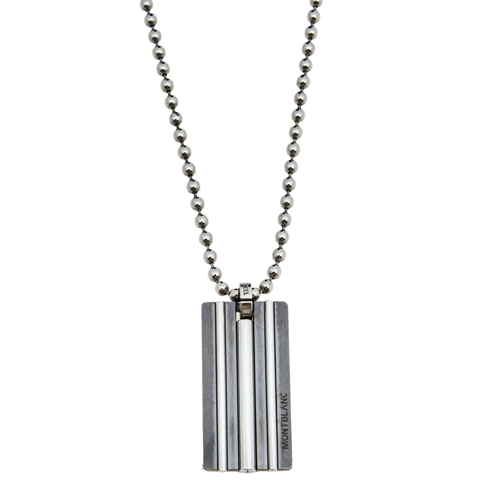 Pre Owned Montblanc Contemporary Collection Steel & Tantalum Twin Tag Pendant Necklace