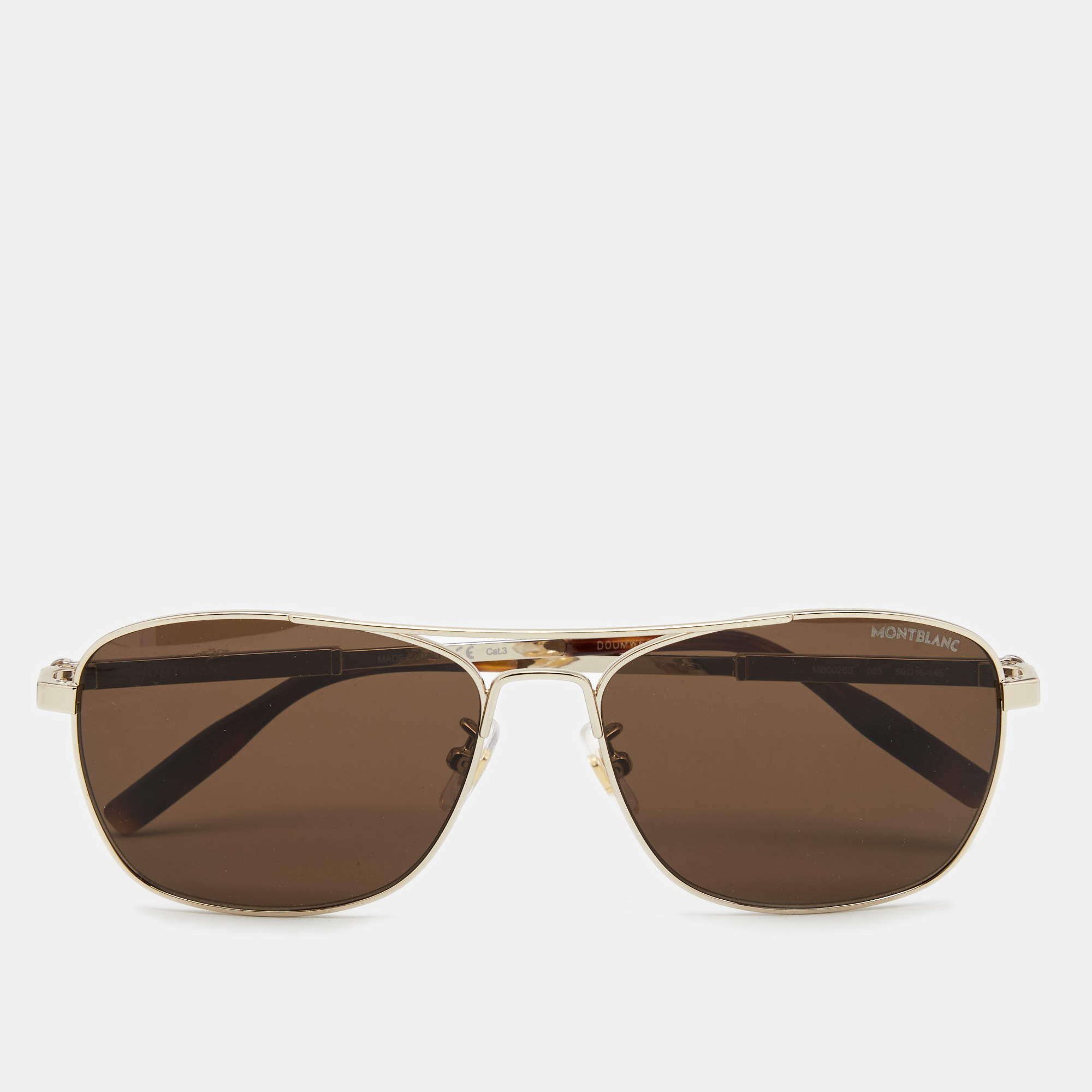 Montblanc Gold Tone/ Brown Gradient MB0026S Aviator Sunglasses ...