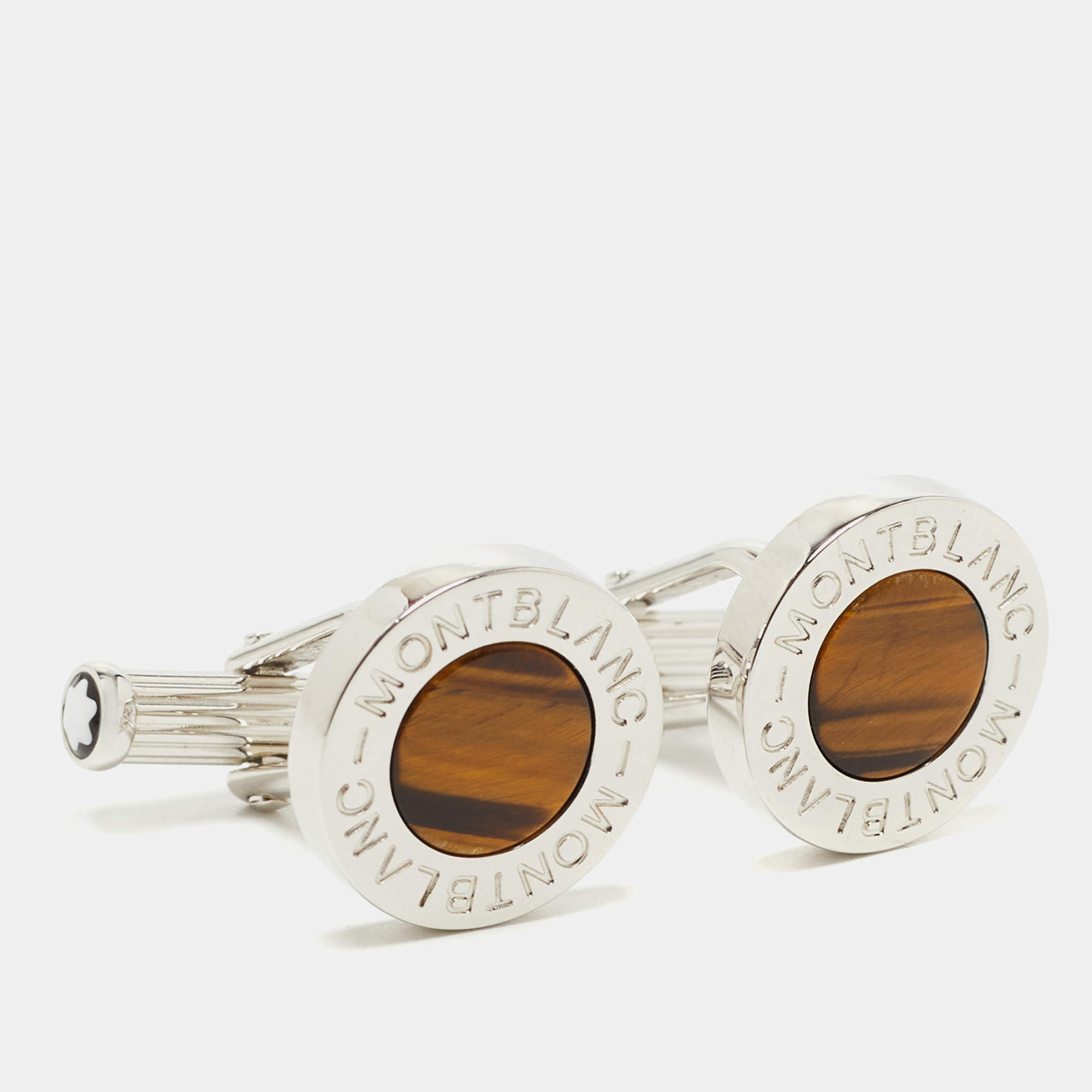 Montblanc Silver Tone Resin Round Cufflinks