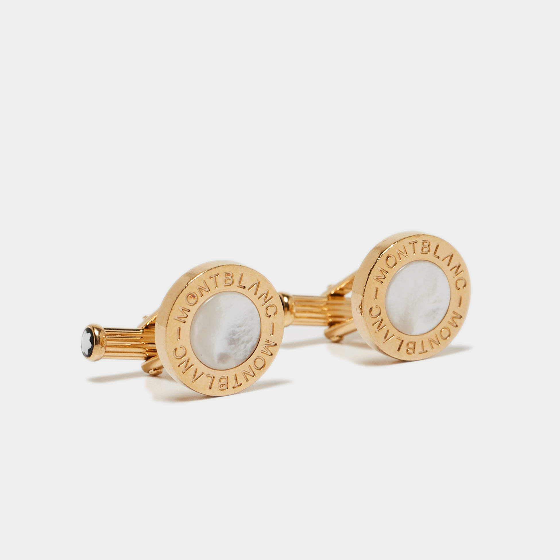 Montblanc Mother of Pearl Gold Tone Cufflinks