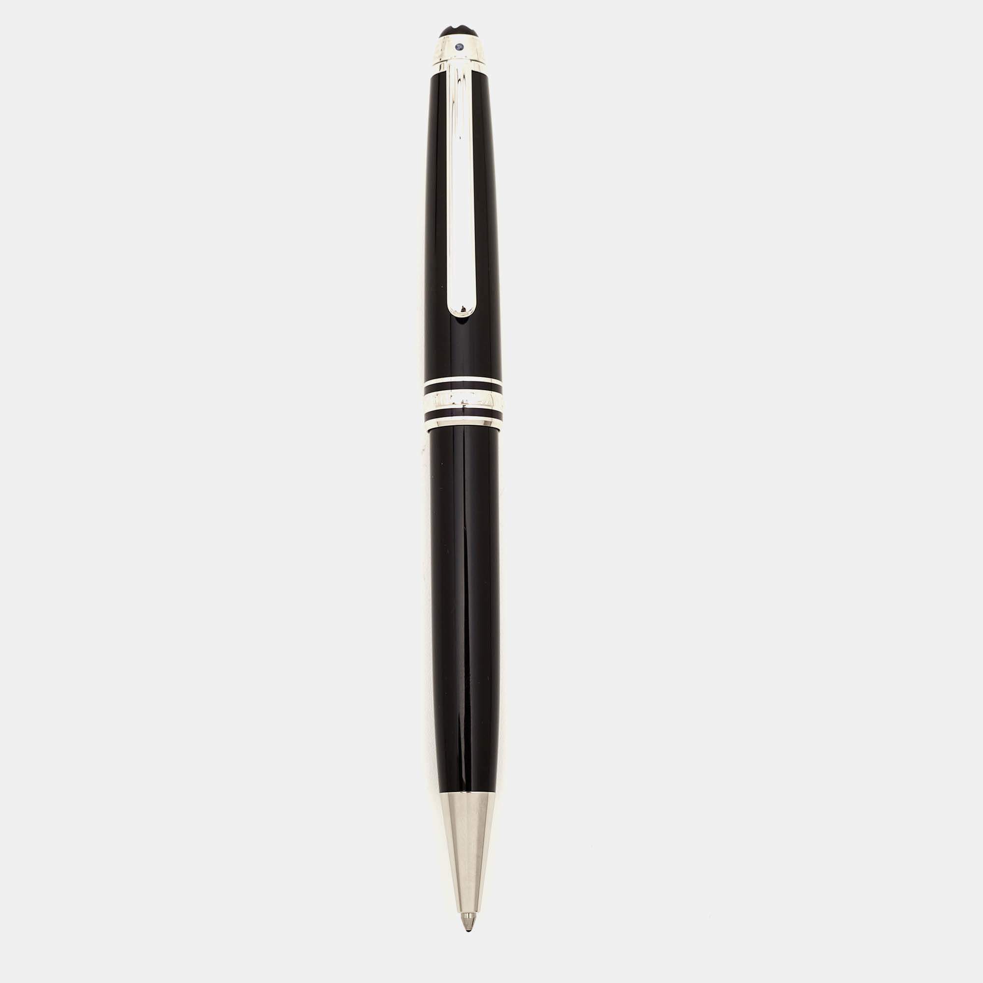 Pre Owned Montblanc Montblanc Meisterstück UNICEF Resin Silver Tone Black Ballpoint Pen
