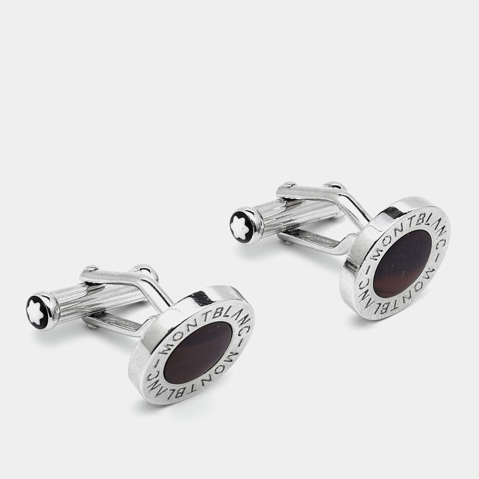 Montblanc Meisterstück Silver Tone Composite Inlay Cufflinks