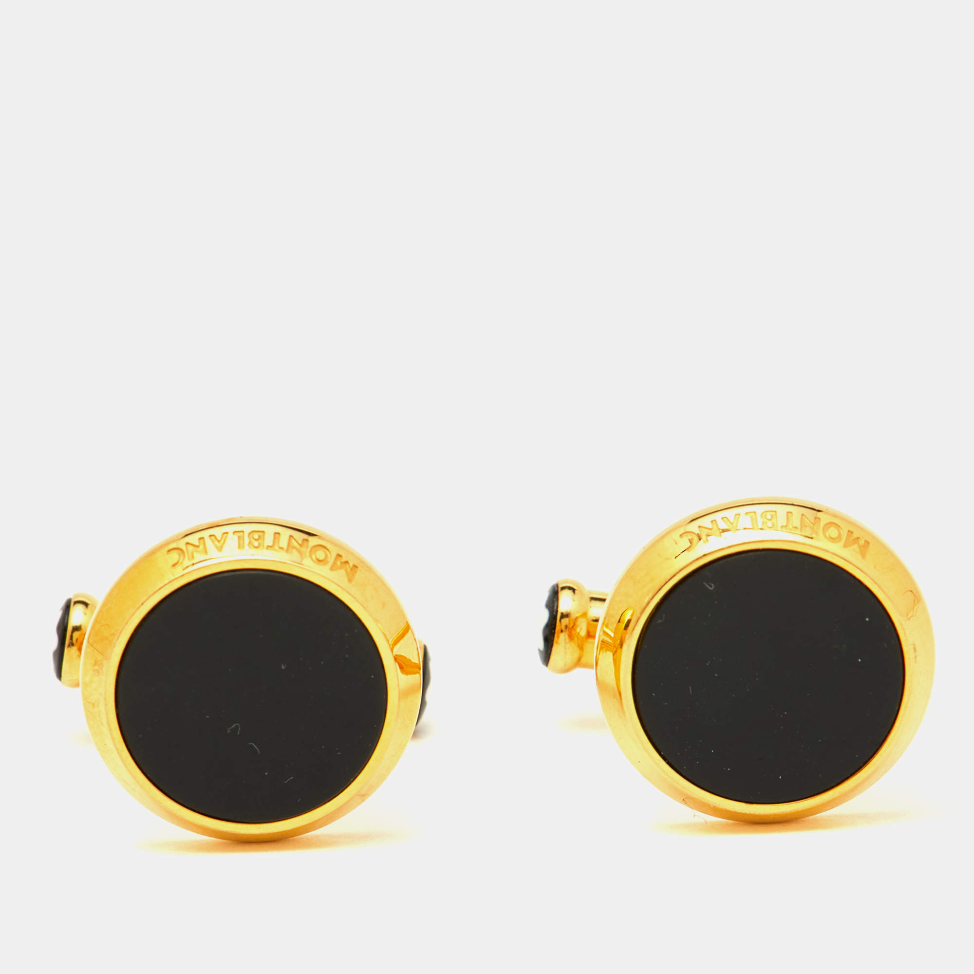 Montblanc Meisterstuck Onyx Gold Tone Cufflinks
