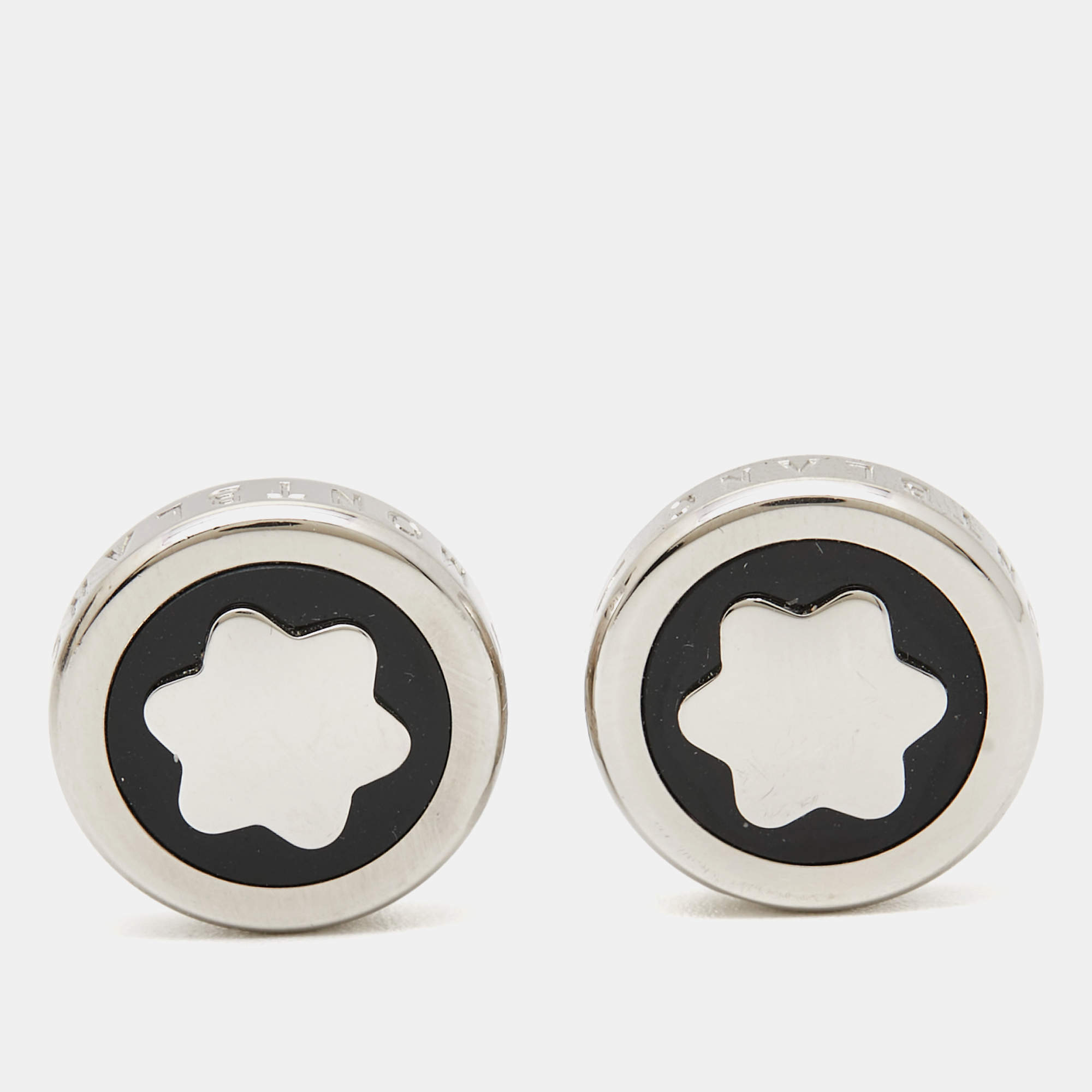 Montblanc  Star Onyx Silver Tone  Cufflinks