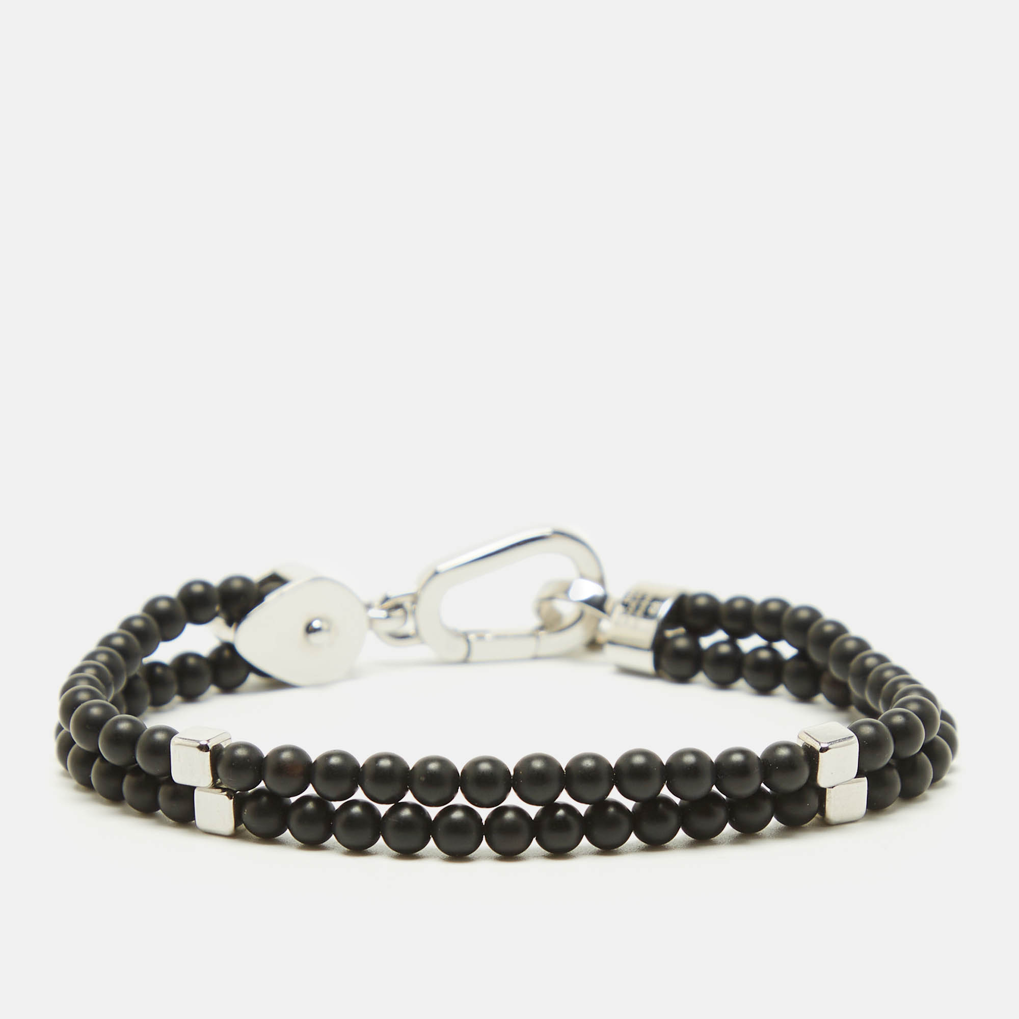 Montblanc Onyx Beads Steel Wrap Me Bracelet