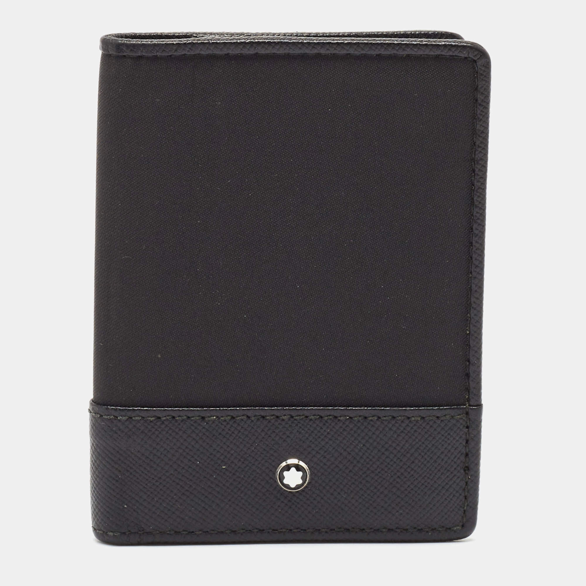 Montblanc Black Nylon and Leather Nightflight Business Card Holder