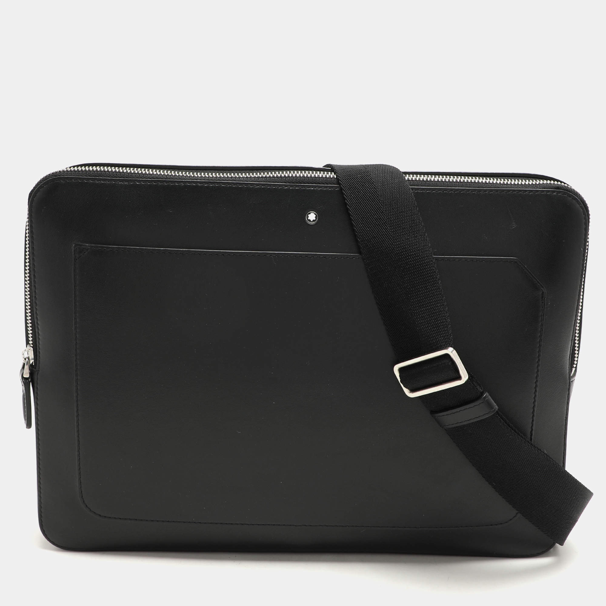 Montblanc Black Leather Meisterstück Urban Laptop Bag