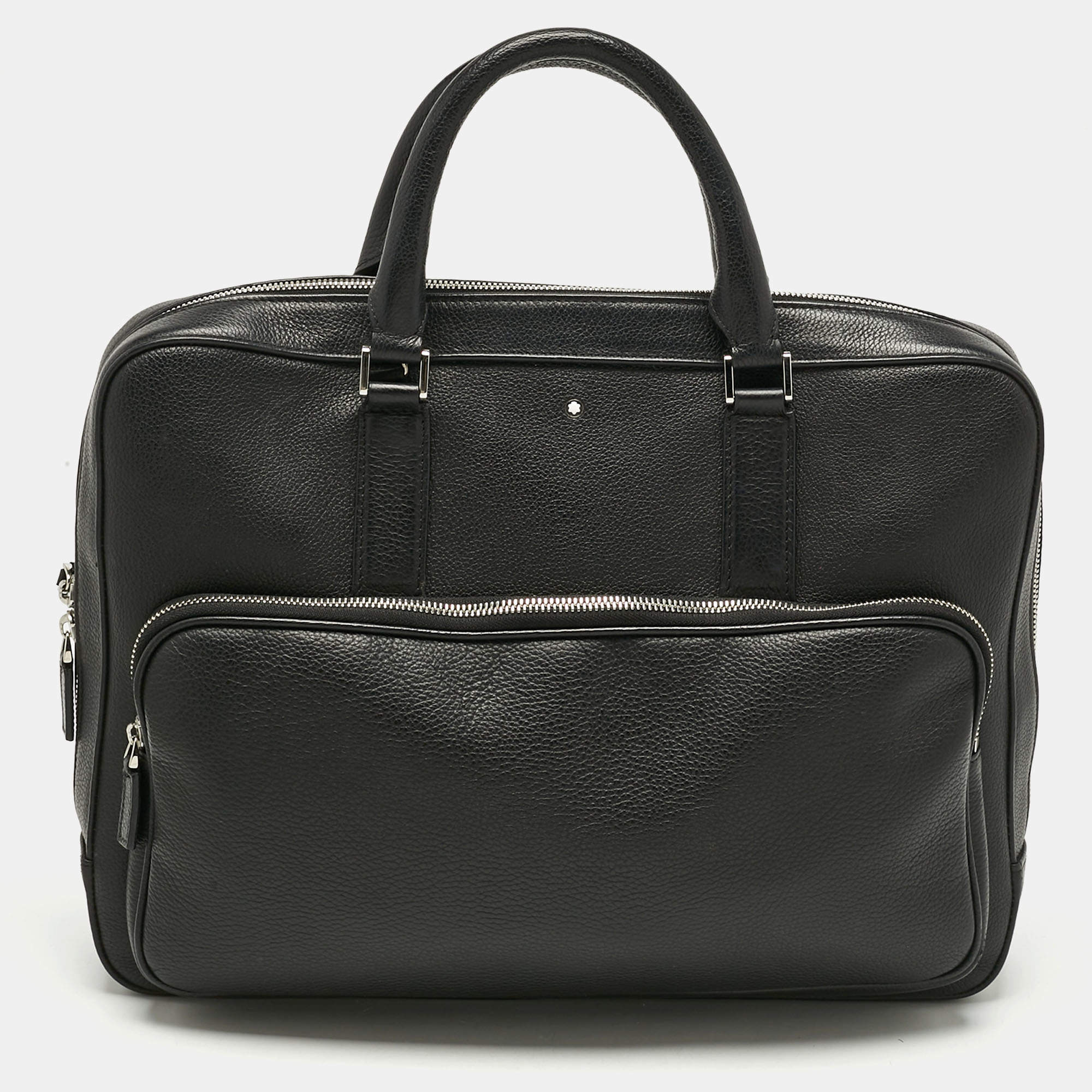 Pre Owned Montblanc Black Leather Sactorial Briefcase Bag