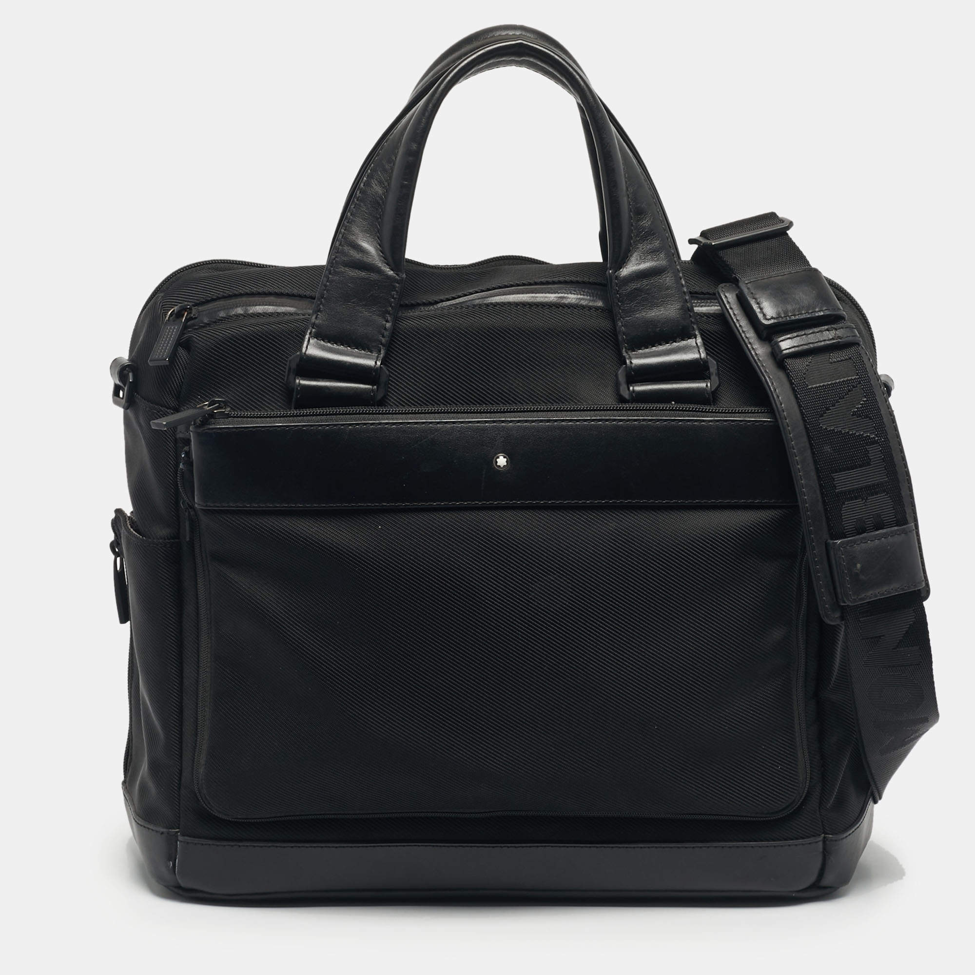 Pre Owned Montblanc Black Nylon and Leather Nightflight Document Briefcase
