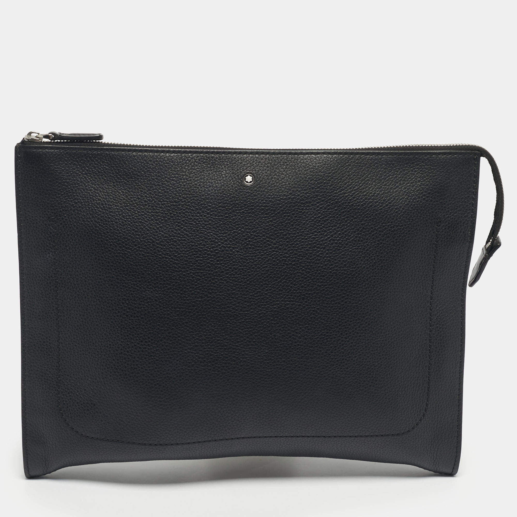 Pre Owned Montblanc Black Leather Meisterstuck Document Zip Pouch