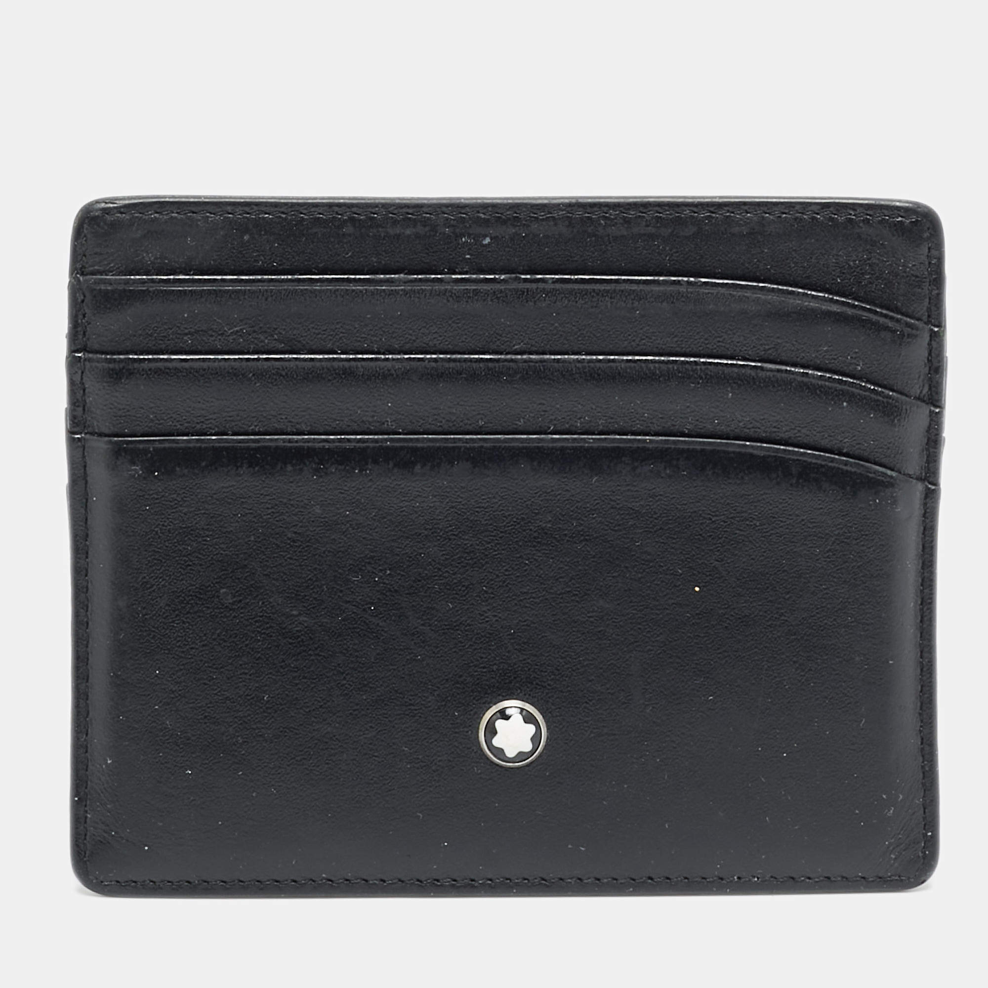 Pre Owned Montblanc Meisterstuck Black Leather Card Holder