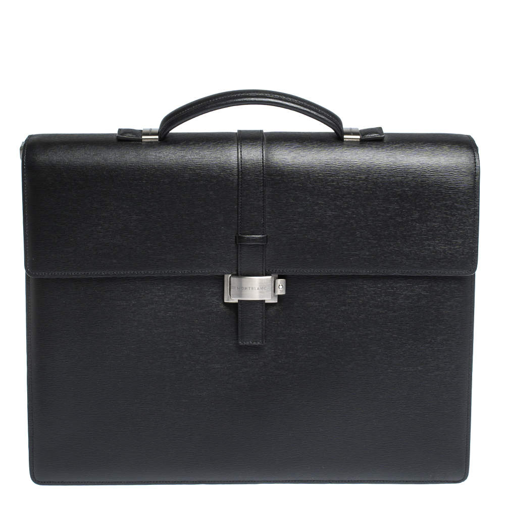 Montblanc Black Leather Westside Double Gusset Briefcase Montblanc | TLC