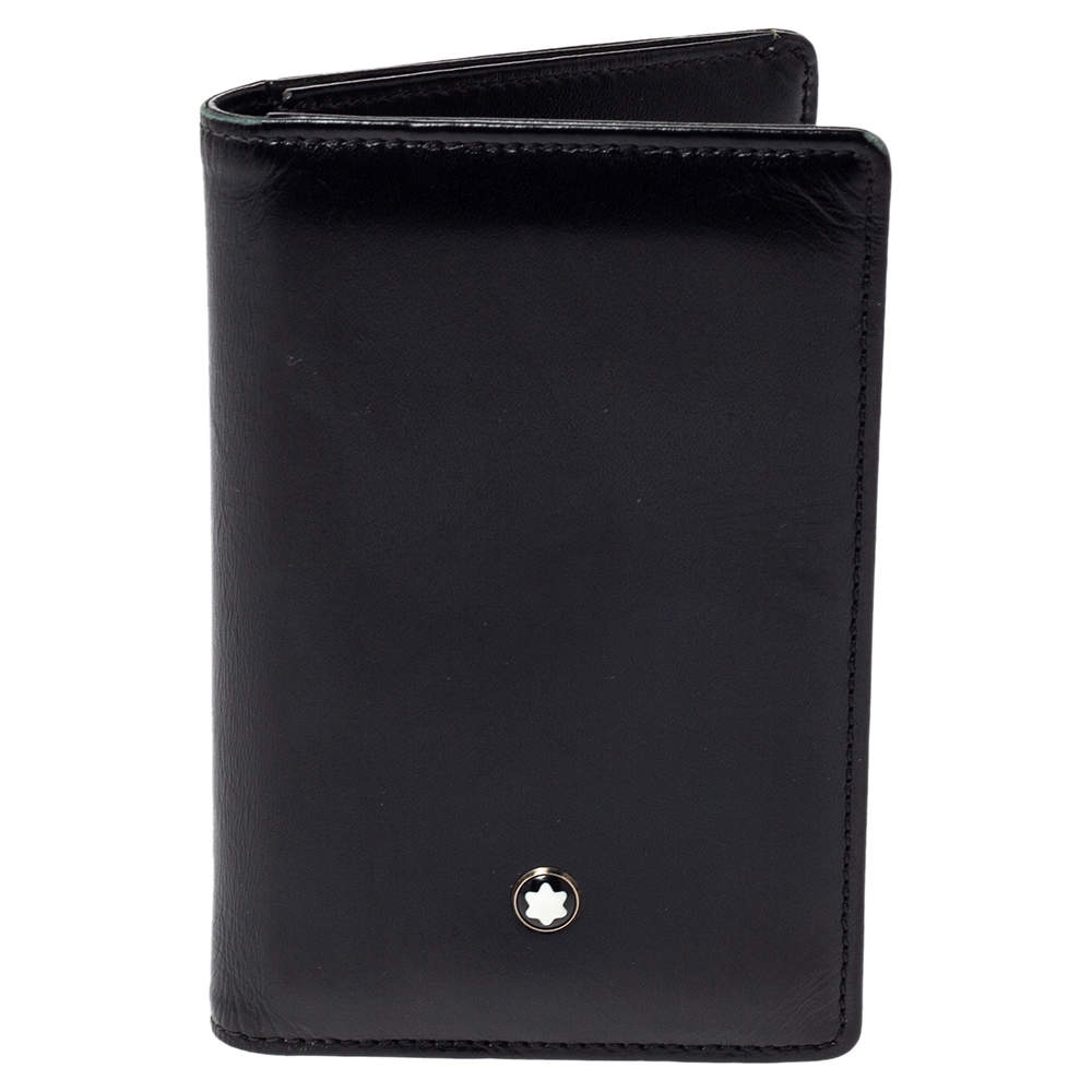 Pre Owned Montblanc Black Leather Meisterstuck Business Card Holder