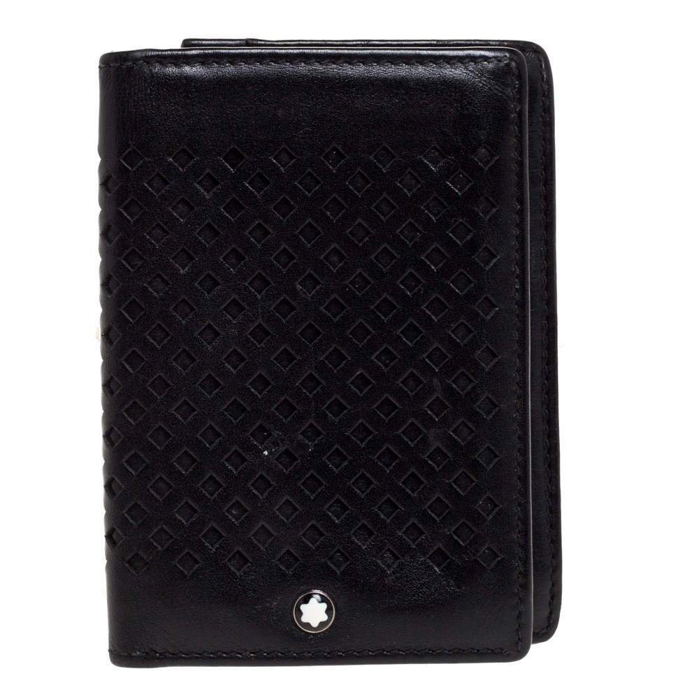 Pre Owned Montblanc Black Perforated Leather Card Holder