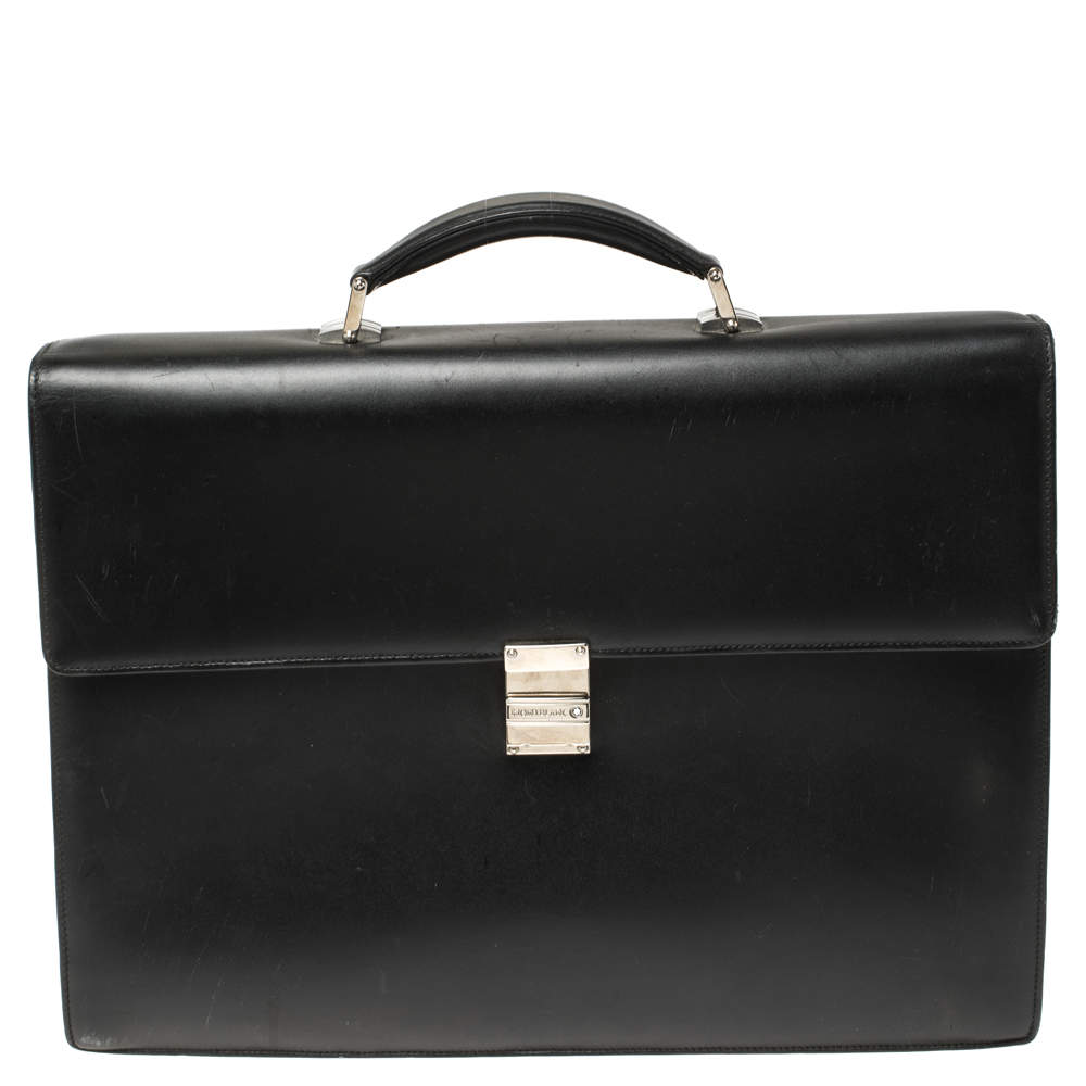 مملوكة مسبقًا Montblanc Black Leather Meisterstuck Double Gusset Briefcase