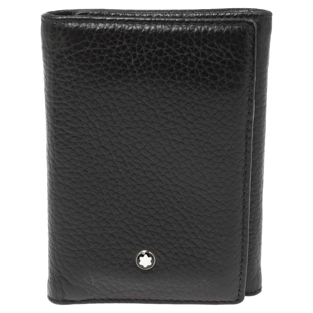Pre Owned Montblanc Black Leather Meisterstuck Trifold Card Holder