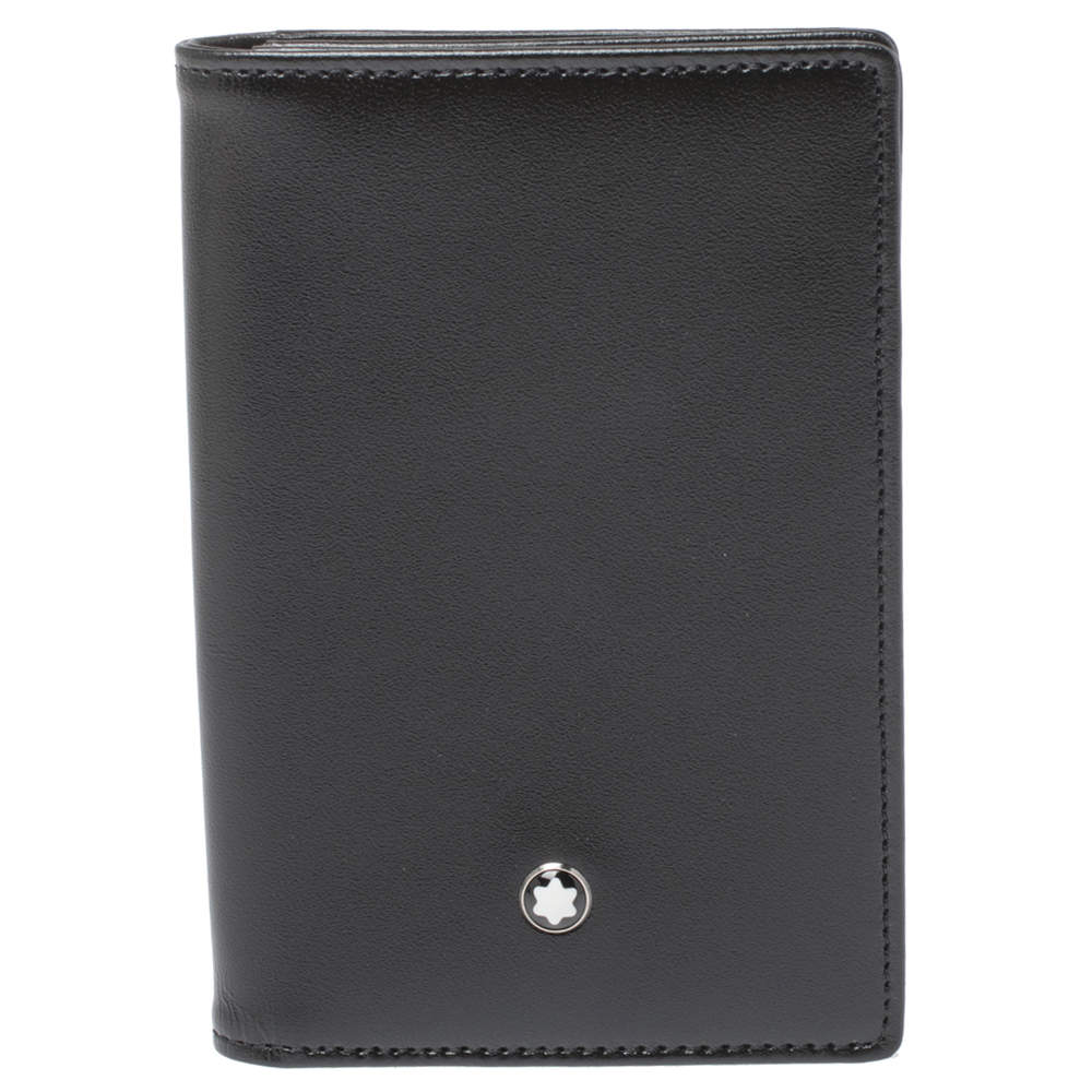 Pre Owned محفظة بطاقات مون بلان مايستر ستاك جلد أسود
