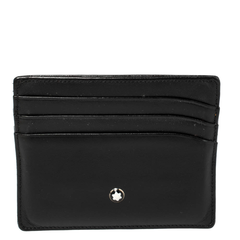 مملوكة مسبقًا Montblanc Black Leather Meisterstuck Card Holder 6CC
