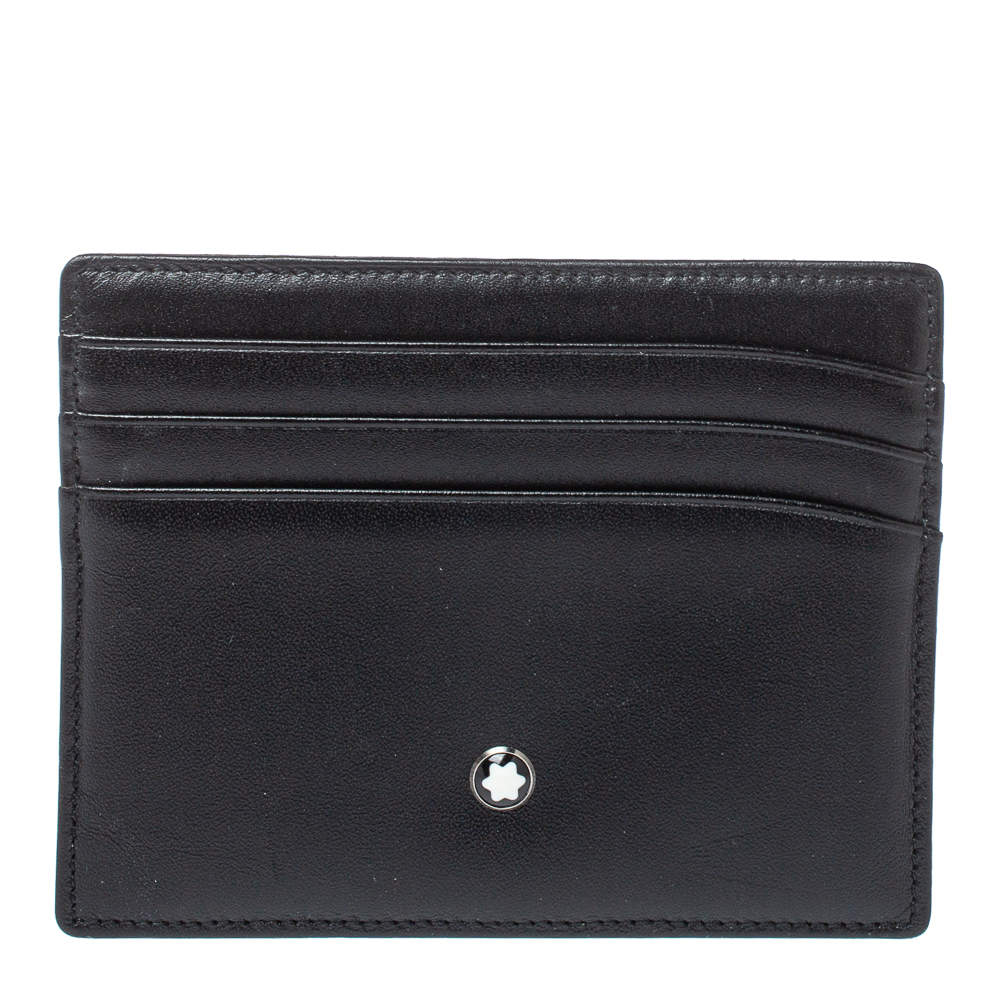 Pre Owned حافظة بطاقات مون بلان ميستيرستوك 6 بطاقات إئتمان جلد أسود 