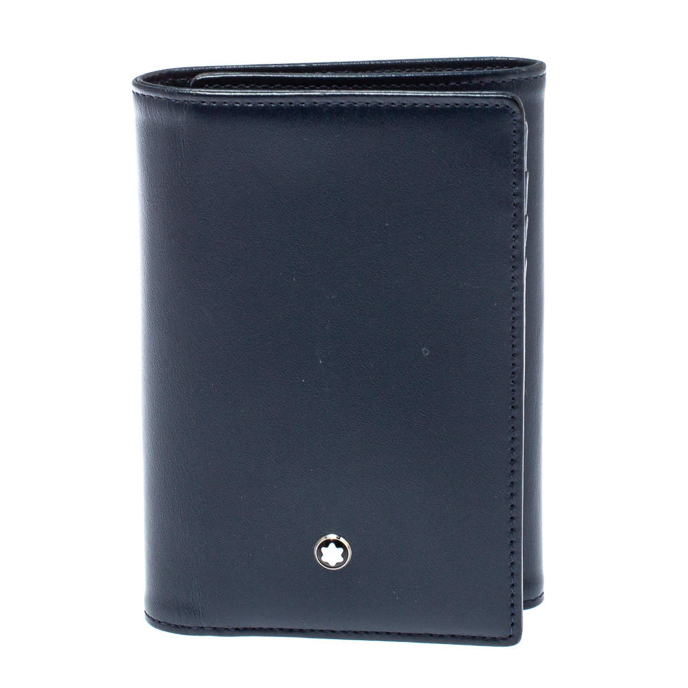 مملوكة مسبقًا محفظة مون بلان طيه ثلاثية ميسترس جلد كحلية