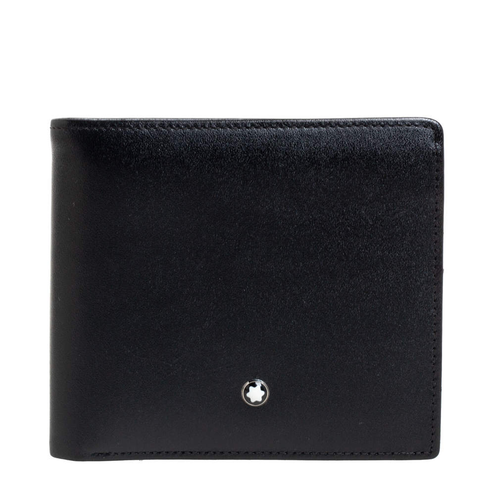 مملوكة مسبقًا محفظة مون بلان ميستيرستوك ثنائية الطيه جلد أسود